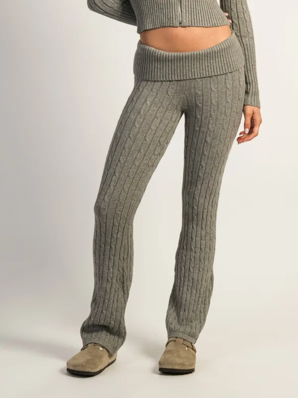 HARLOW BROOKE CABLE KNIT FLARE PANT - HEATHER GREY sold by Boathouse