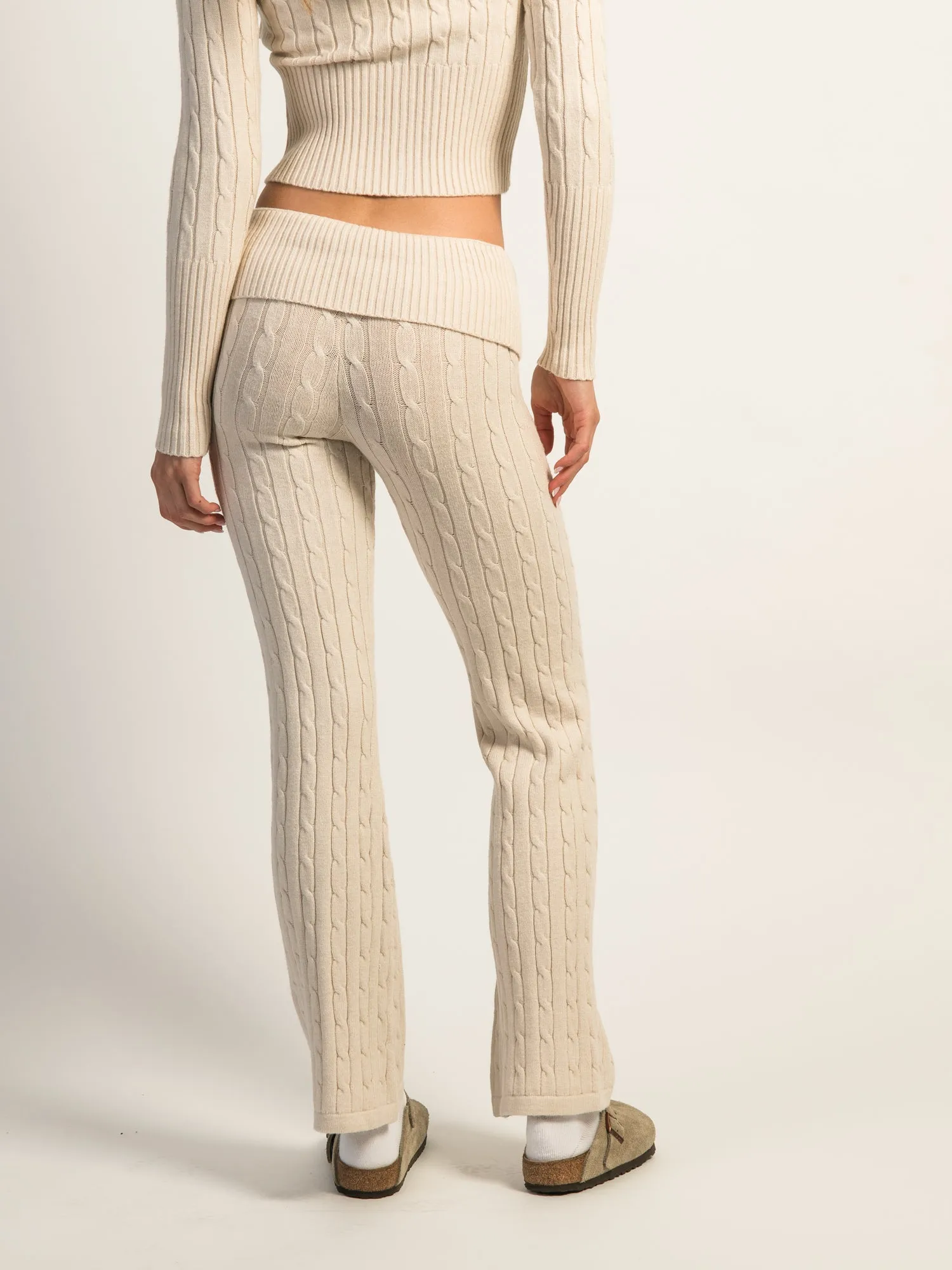HARLOW BROOKE CABLE KNIT FLARE PANT - OATMEAL sold by Boathouse product image thumbnail 4
