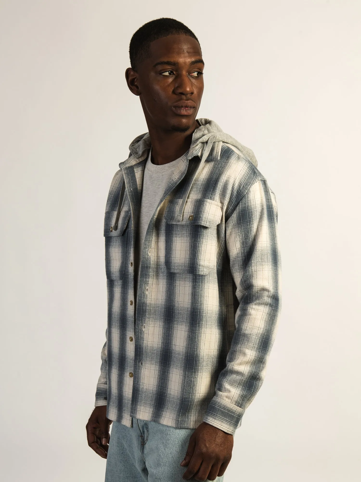 KOLBY FLANNEL HOODIE - BLUE sold by Boathouse product image thumbnail 3