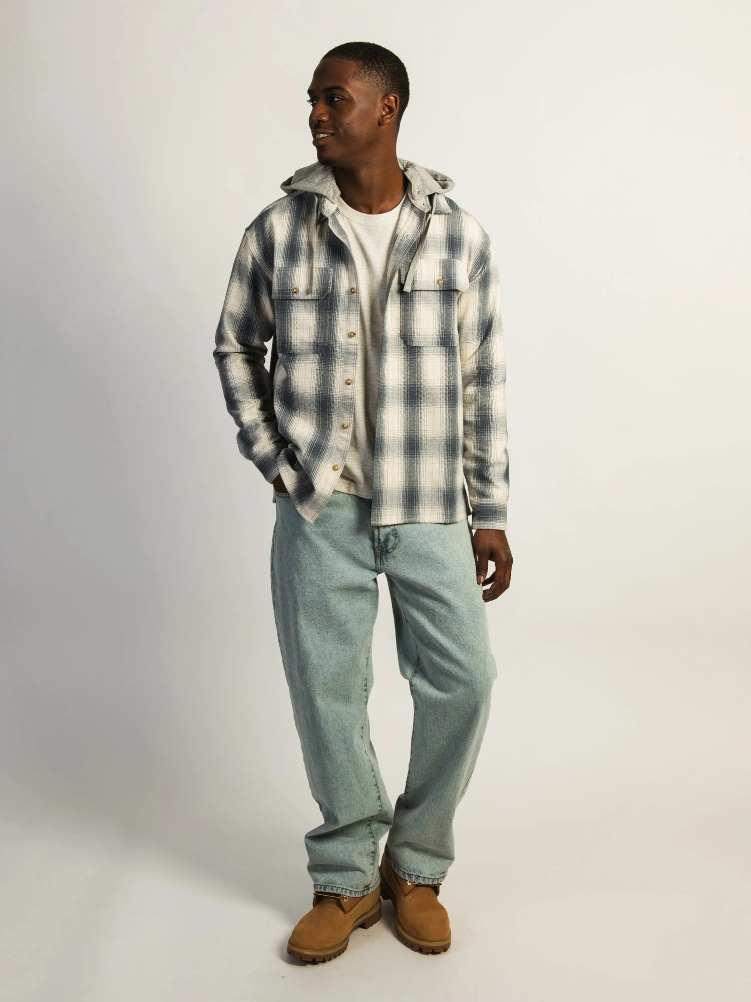 KOLBY FLANNEL HOODIE - BLUE sold by Boathouse product image thumbnail 2