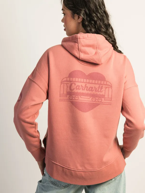 CARHARTT OVERSIZED MIDWEIGHT HEART GRAPHIC HOODIE - ROSE sold by Boathouse