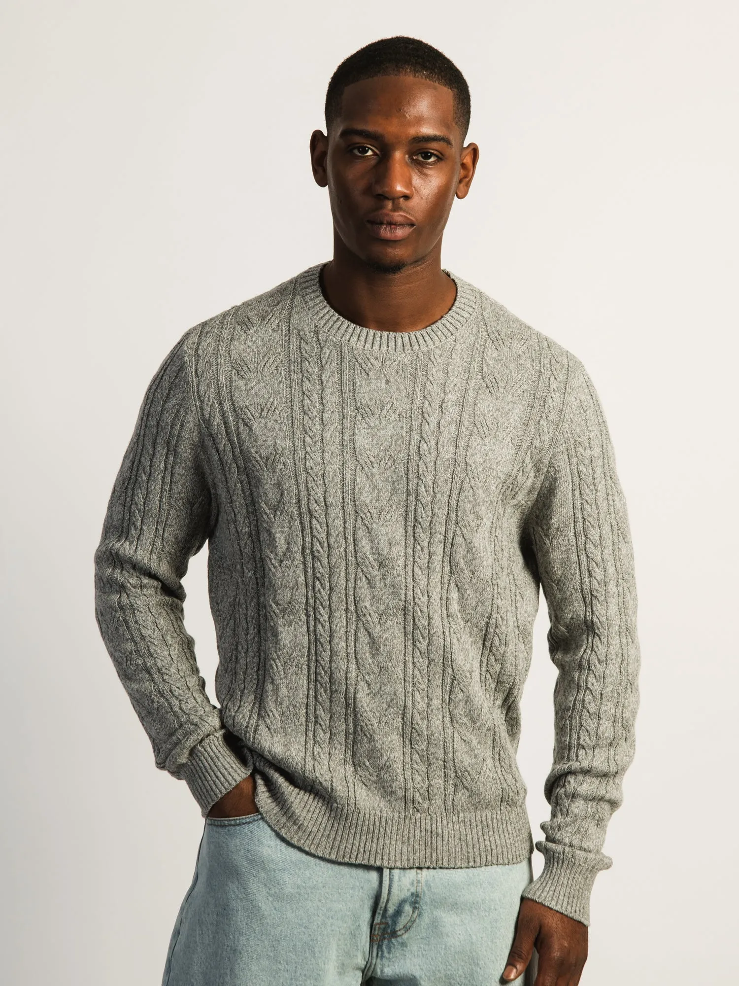 KOLBY CABLE KNIT SWEATER - HEATHER GREY sold by Boathouse