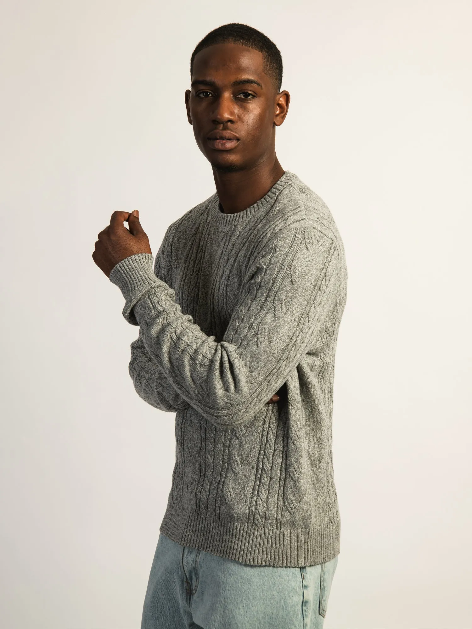 KOLBY CABLE KNIT SWEATER - HEATHER GREY sold by Boathouse product image thumbnail 3