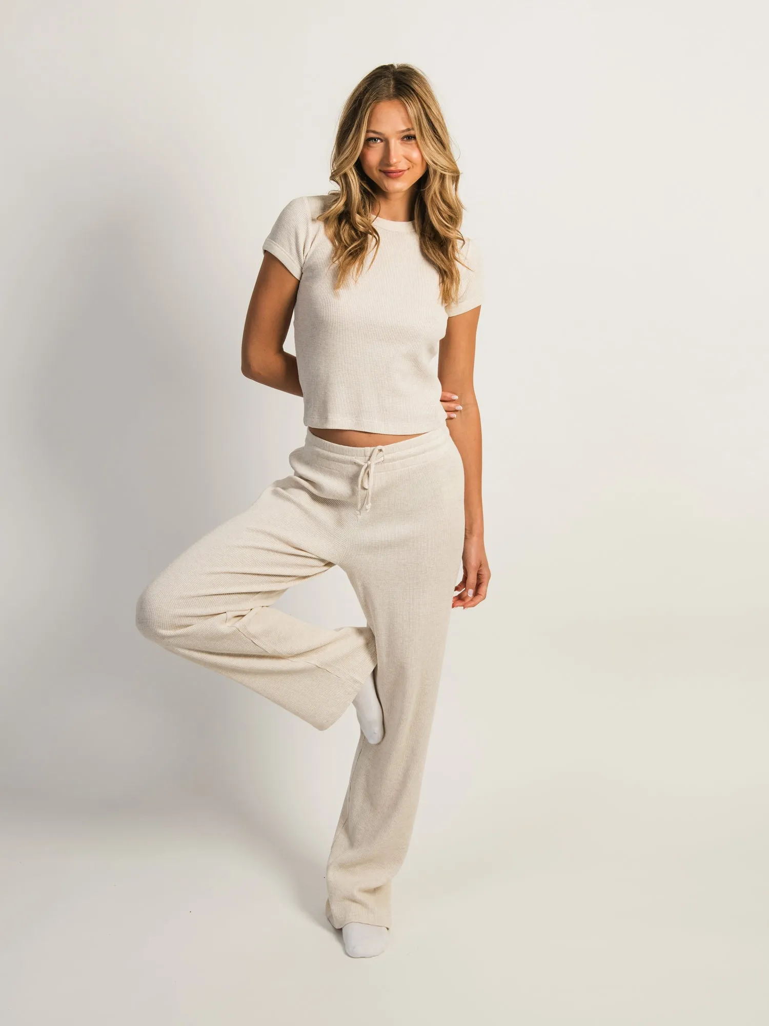 HARLOW ALLIE WAFFLE MELANGE TEE - OATMEAL sold by Boathouse product image thumbnail 2