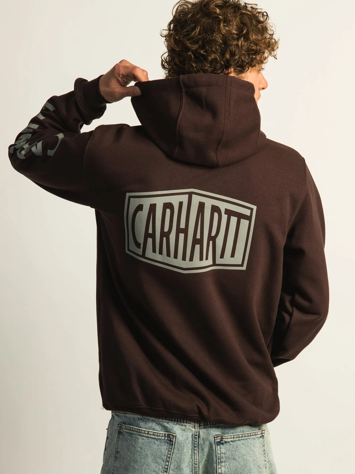 CARHARTT LOOSE FIT MIDWEIGHT LOGO GRAPHIC PULL OVER HOODIE - SEPIA sold by Boathouse