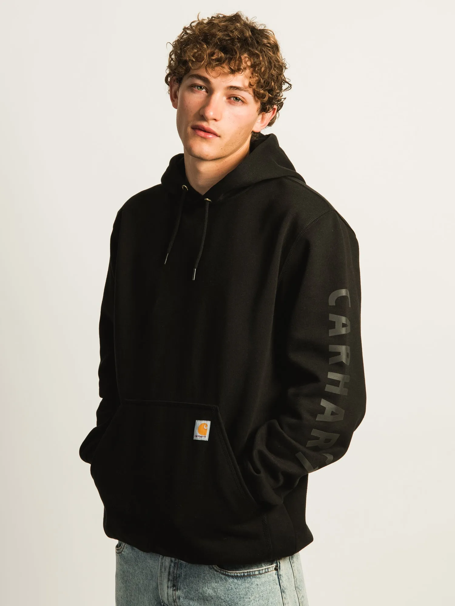 CARHARTT LOOSE FIT MIDWEIGHT LOGO GRAPHIC PULL OVER HOODIE - BLACK sold by Boathouse product image thumbnail 2