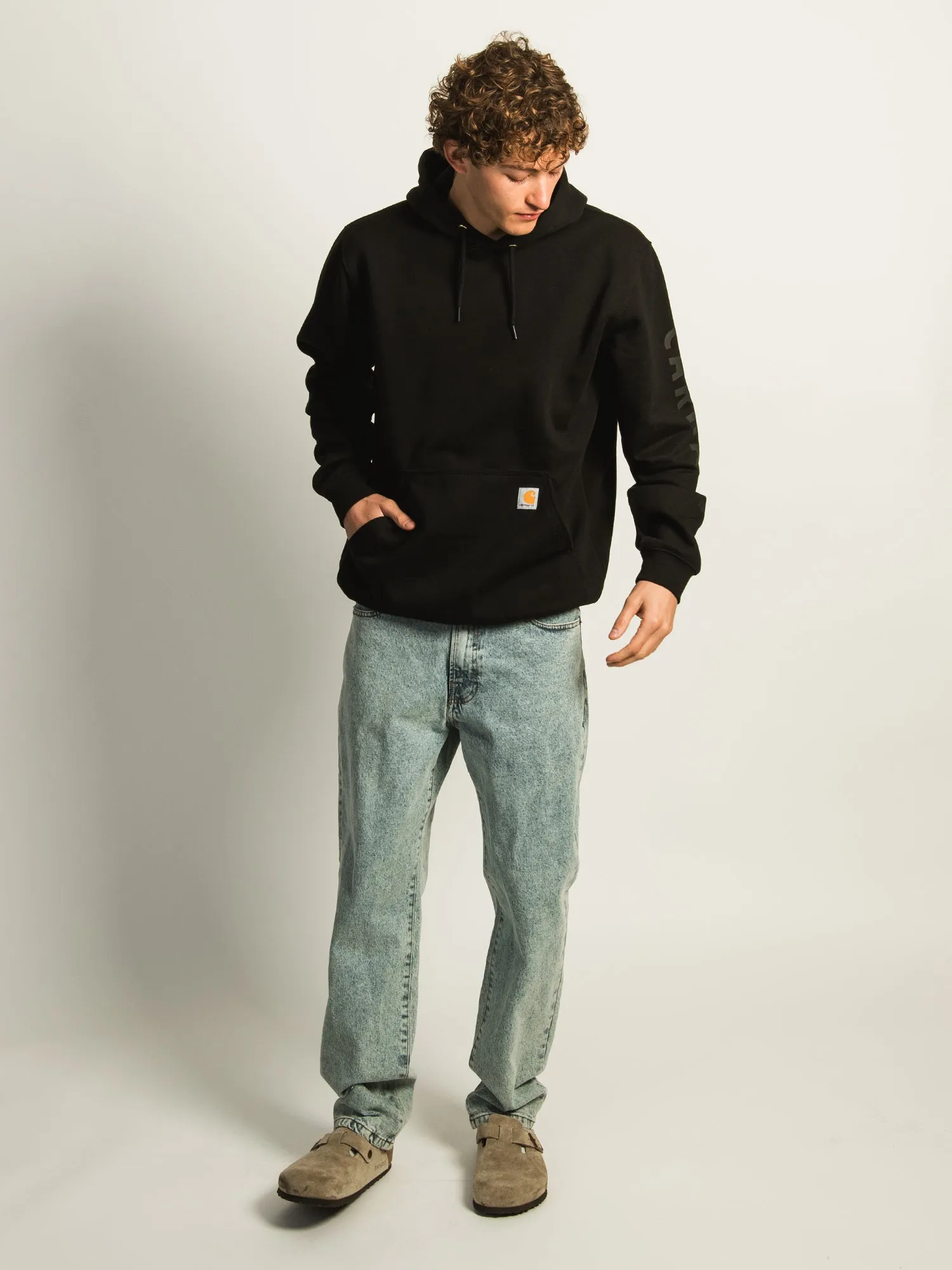 CARHARTT LOOSE FIT MIDWEIGHT LOGO GRAPHIC PULL OVER HOODIE - BLACK sold by Boathouse product image thumbnail 3