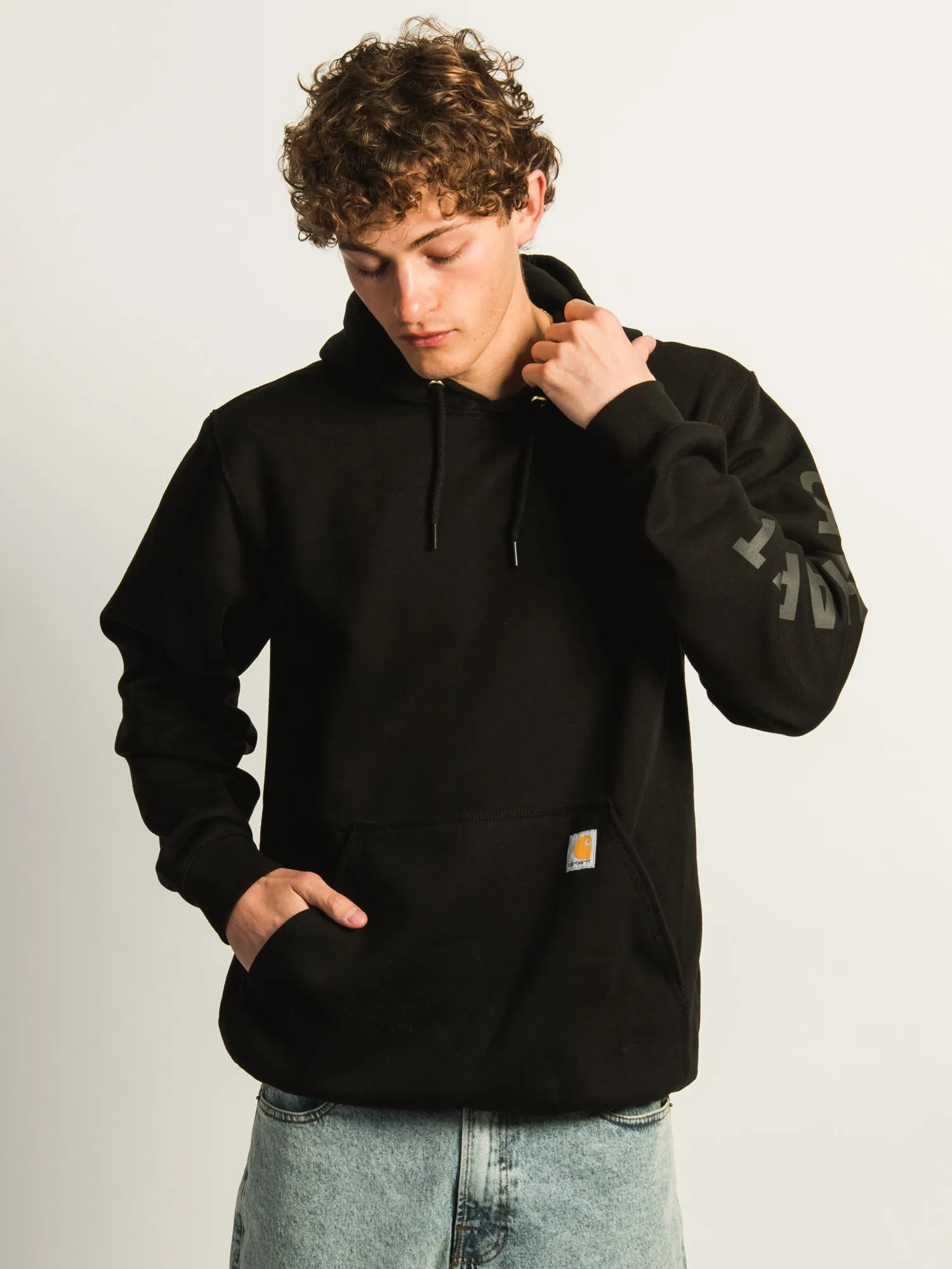 CARHARTT LOOSE FIT MIDWEIGHT LOGO GRAPHIC PULL OVER HOODIE - BLACK sold by Boathouse product image thumbnail 4