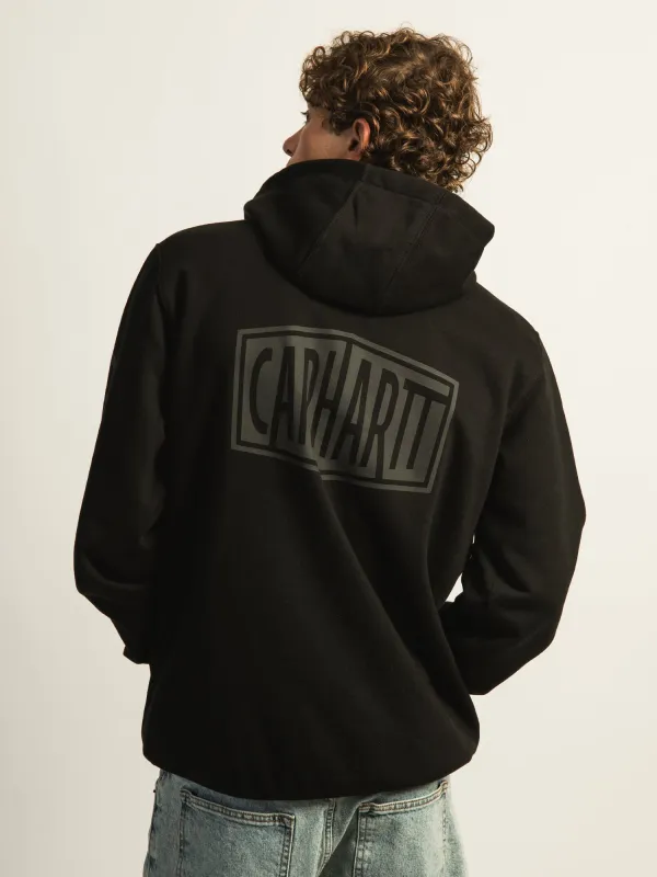 CARHARTT LOOSE FIT MIDWEIGHT LOGO GRAPHIC PULL OVER HOODIE - BLACK sold by Boathouse
