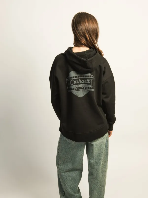 CARHARTT OVERSIZED MIDWEIGHT HEART GRAPHIC HOODIE - BLACK sold by Boathouse