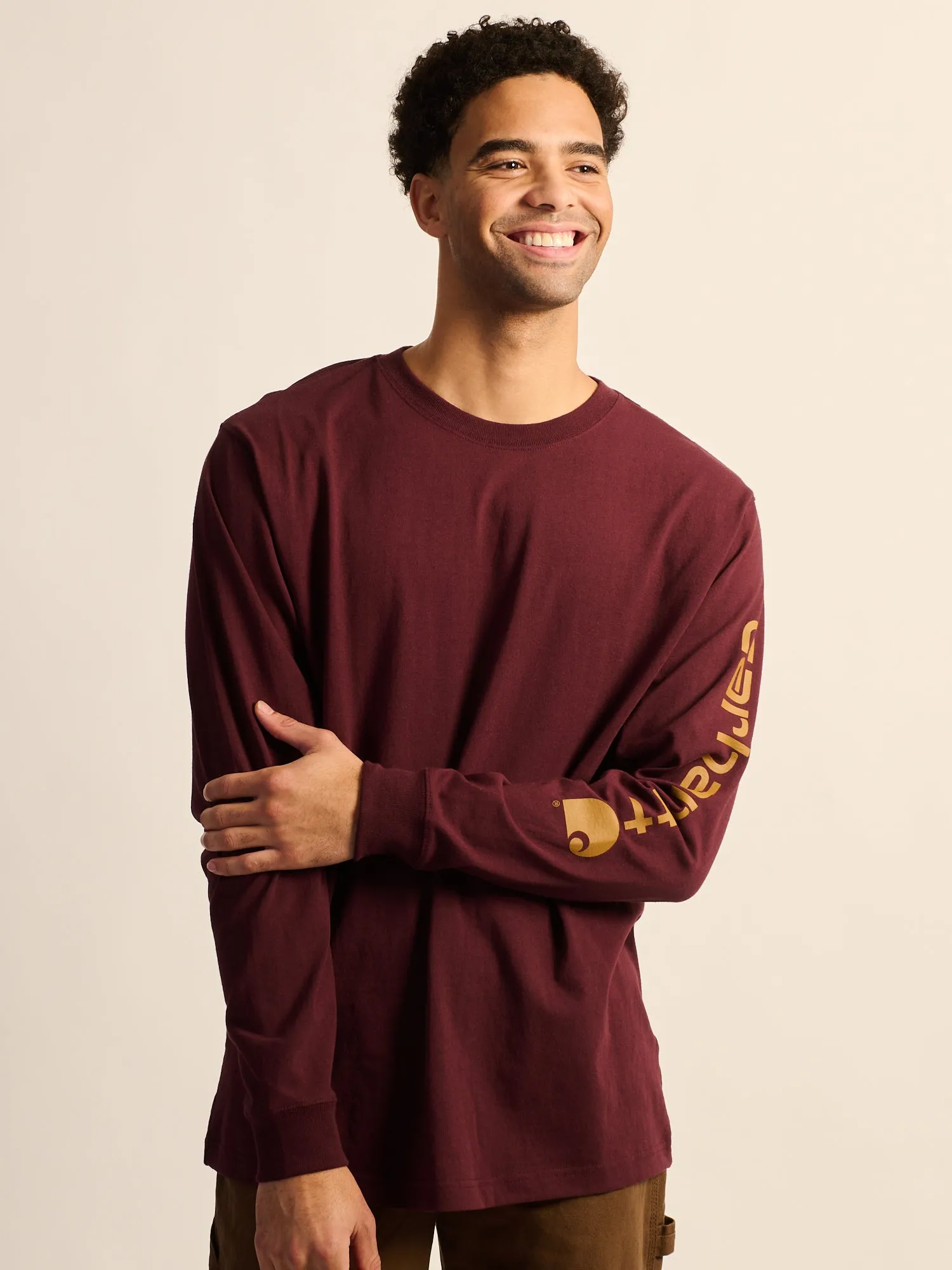 CARHARTT SIGNATURE LONG SLEEVE T-SHIRT - PORT sold by Boathouse