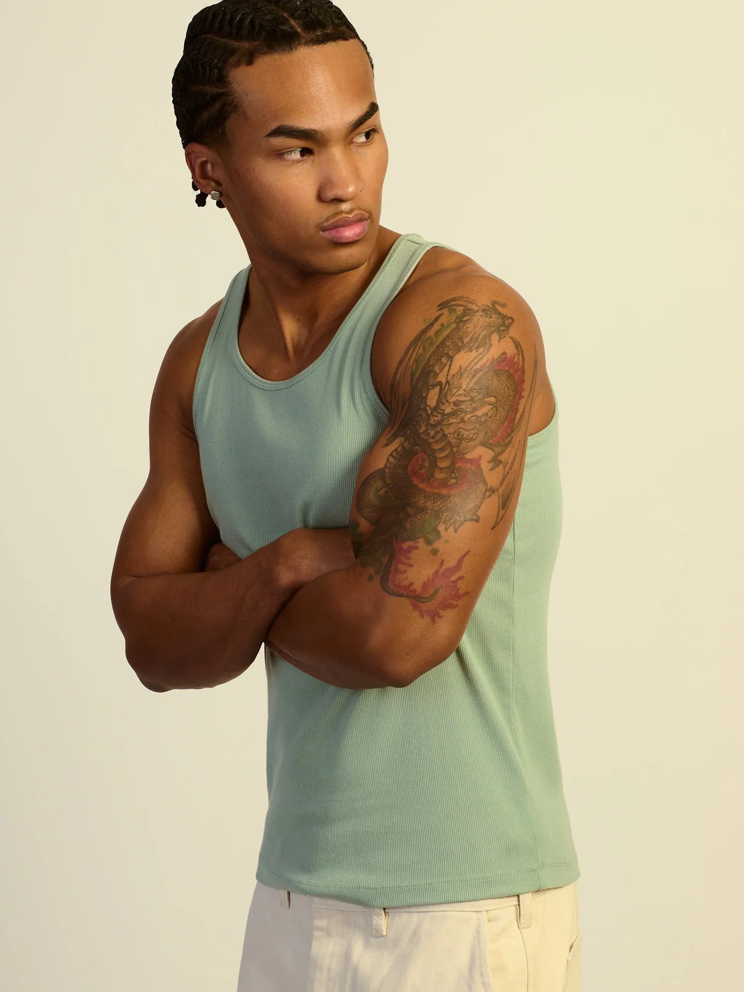 KOLBY RIBBED TANK - DUSTY GREEN sold by Boathouse product image thumbnail 3