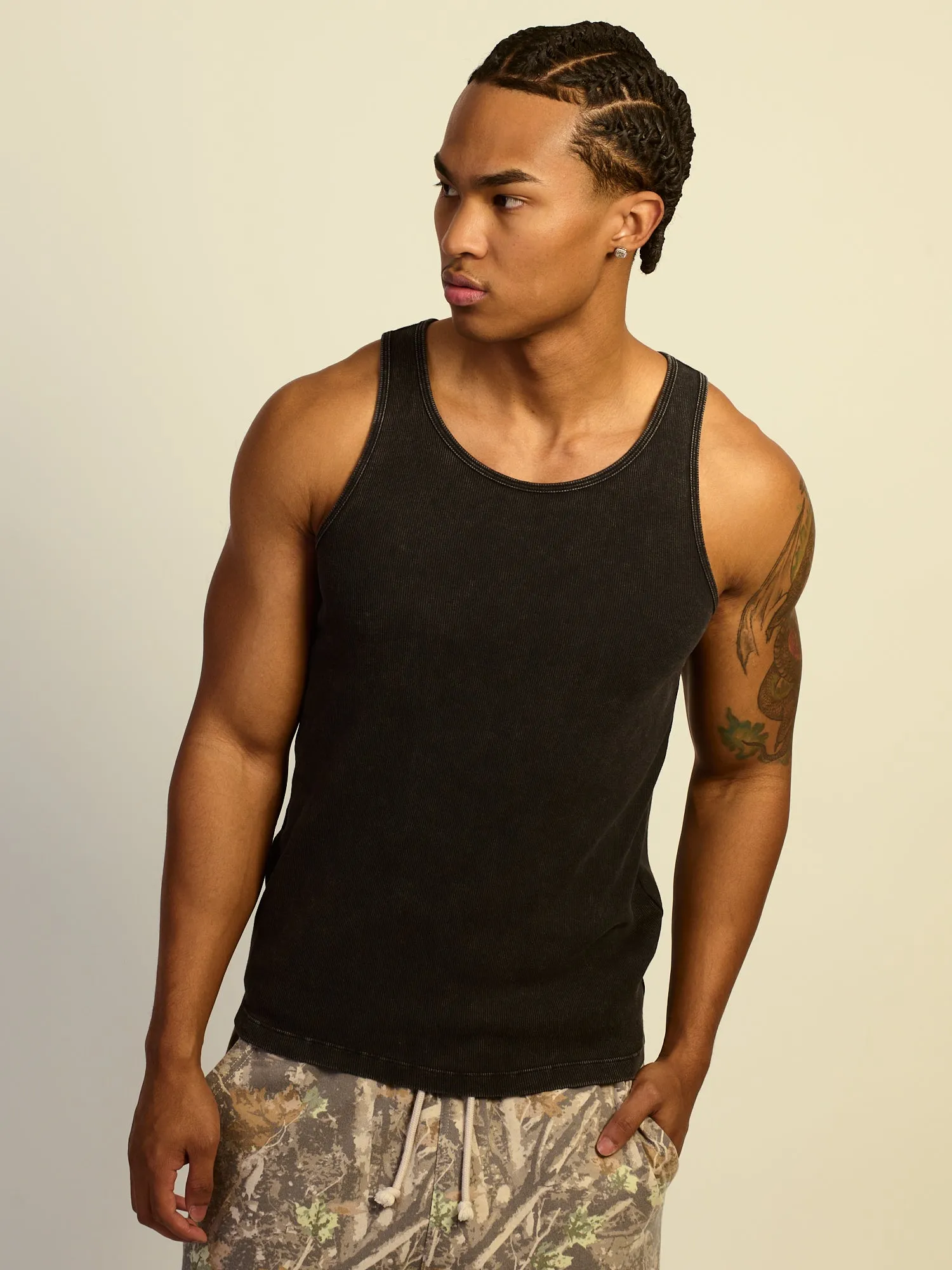 KOLBY RIBBED TANK - BLACK sold by Boathouse