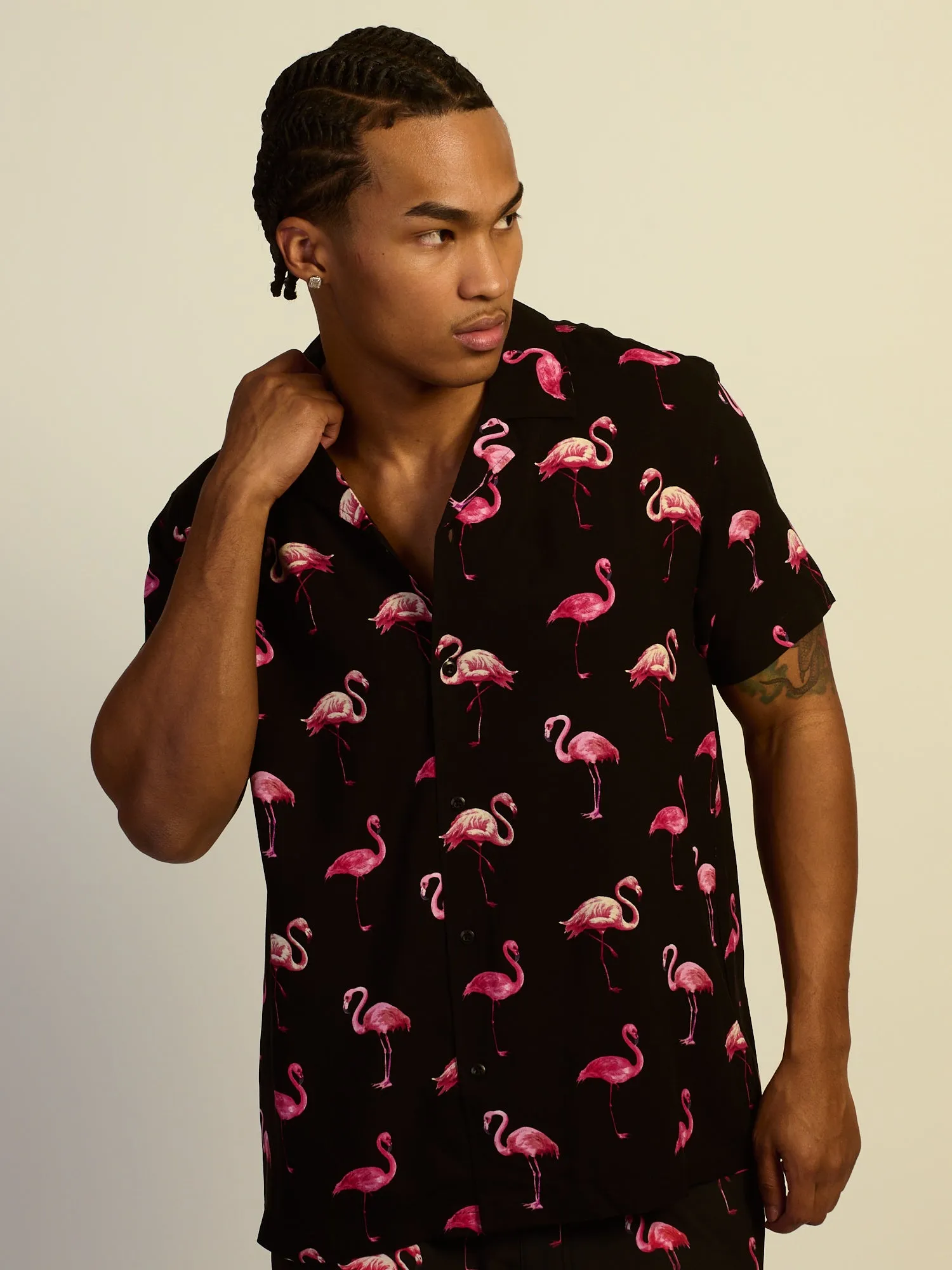 KOLBY FLAMINGO WOVEN SHIRT - BLACK sold by Boathouse product image thumbnail 2