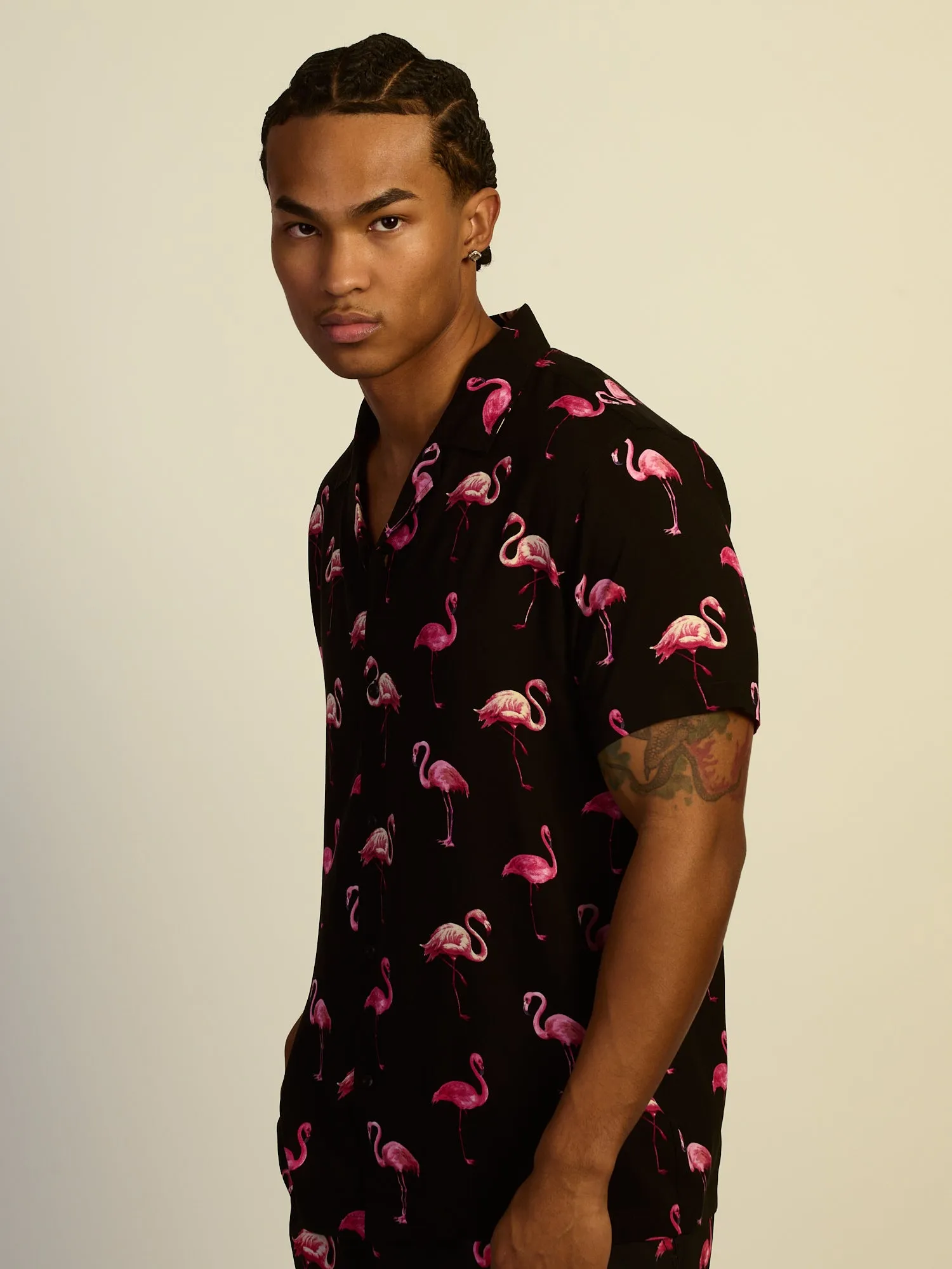 KOLBY FLAMINGO WOVEN SHIRT - BLACK sold by Boathouse product image thumbnail 4