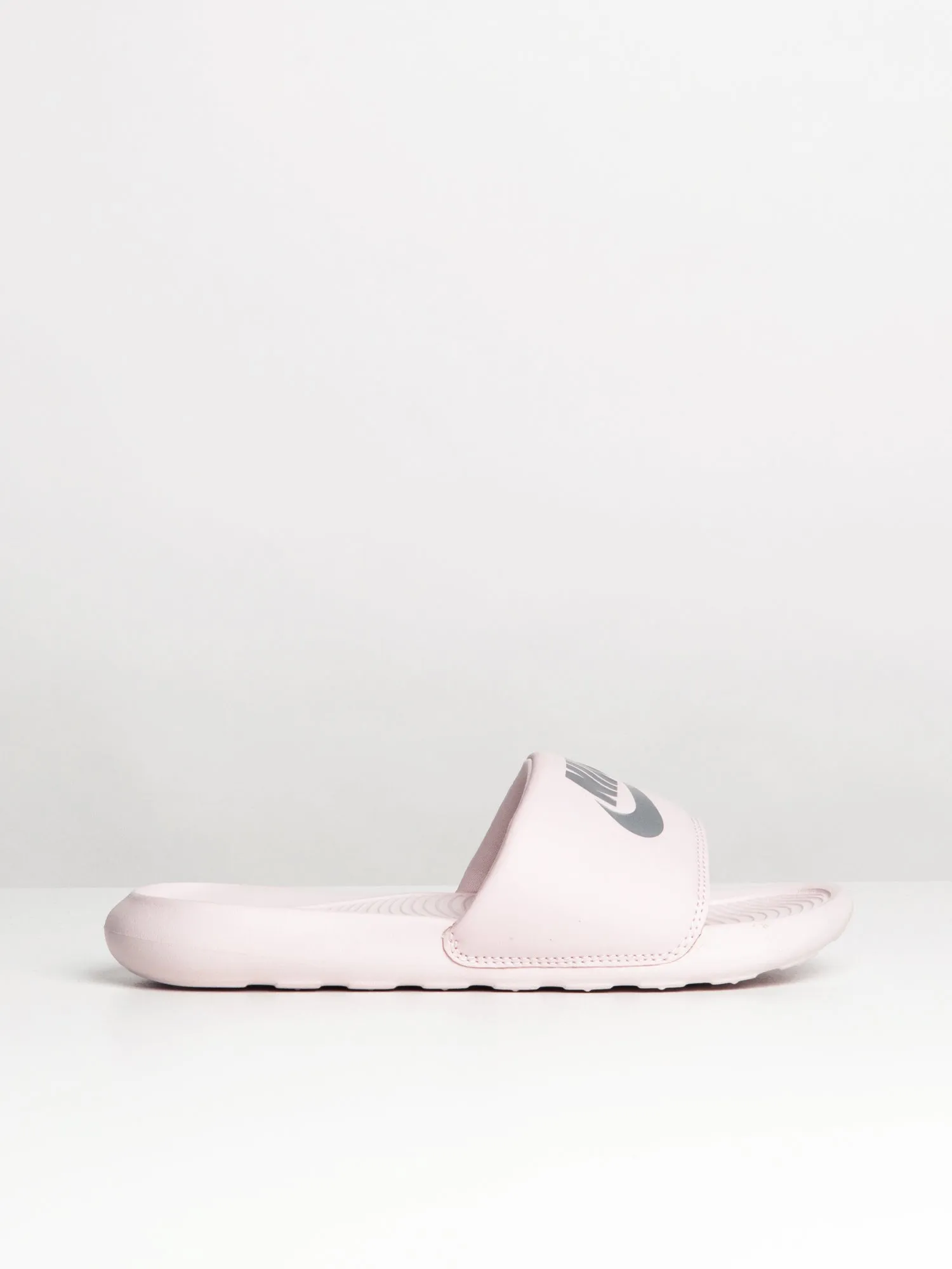 WOMENS NIKE VICTORI ONE SLIDES - BARELY ROSE/METALIC SILVER sold by Boathouse
