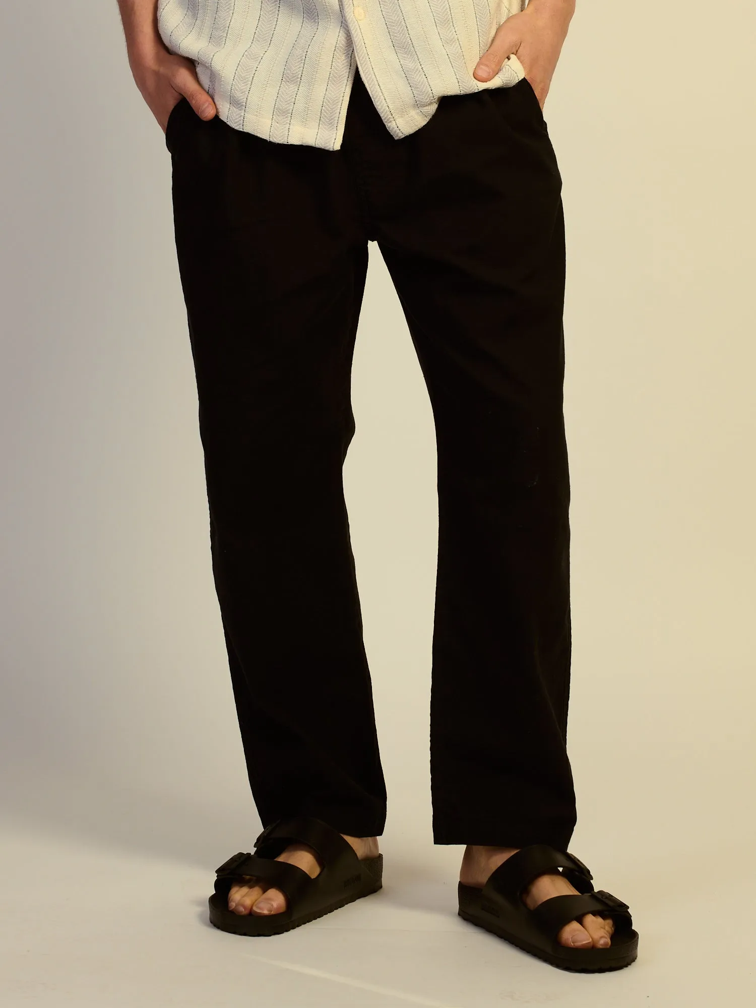 KOLBY RELAXED FIT LN BLEND PANT - BLACK sold by Boathouse