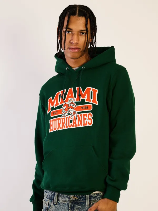 NCAA MIAMI HURRICANES PULLOVER HOODIE - FOREST made by Varsity