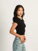 HARLOW RIBBED SEAMLESS TEE - BLACK sold by Boathouse