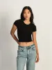 HARLOW RIBBED SEAMLESS TEE - BLACK sold by Boathouse