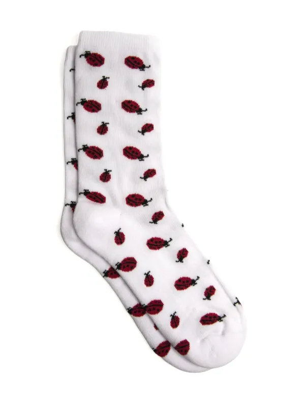 HARLOW LADY BUG PRINT SOCK -  WHITE made by Harlow