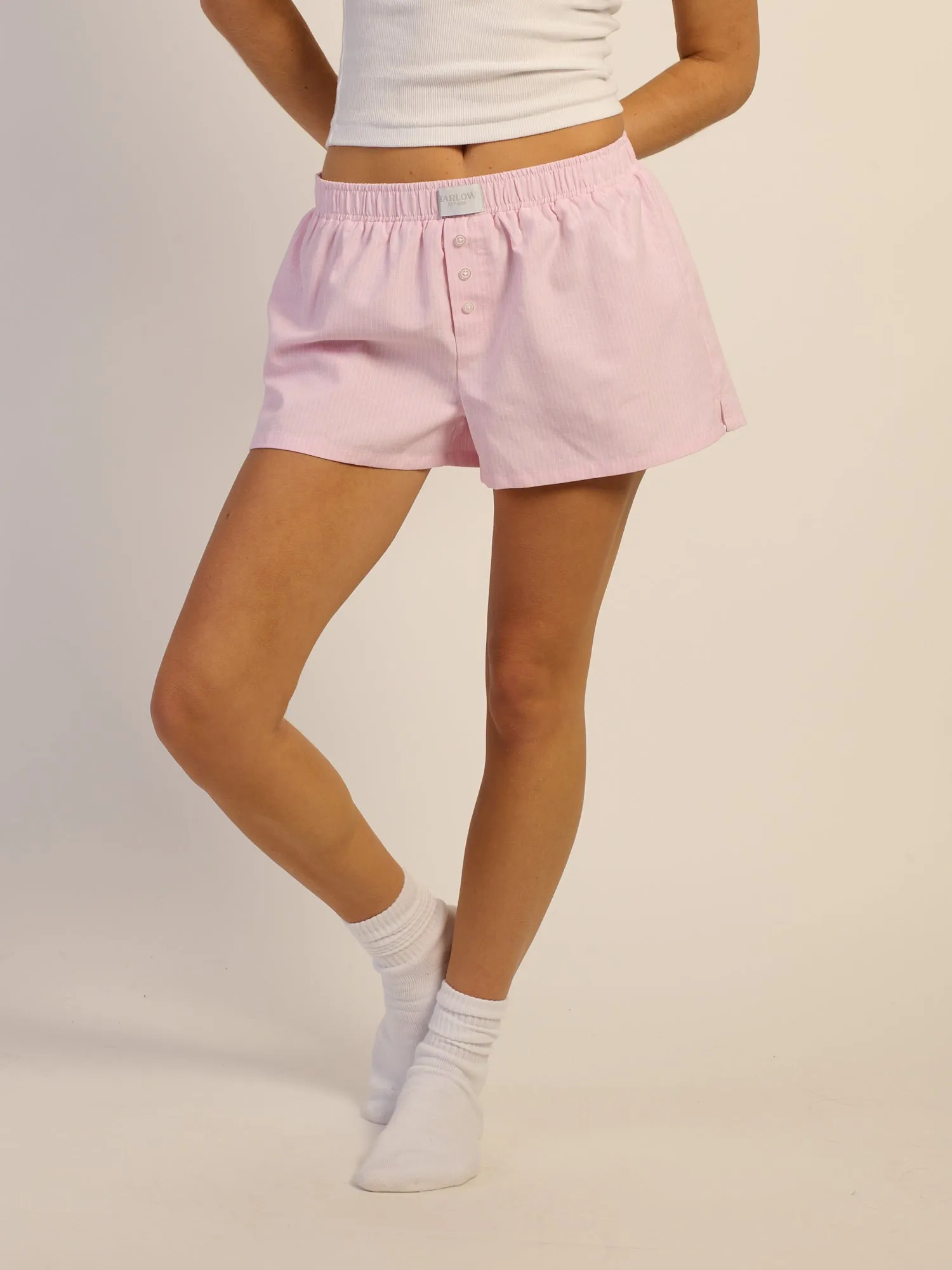 HARLOW TAYLOR BOXER SHORT - WHITE/PINK sold by Boathouse