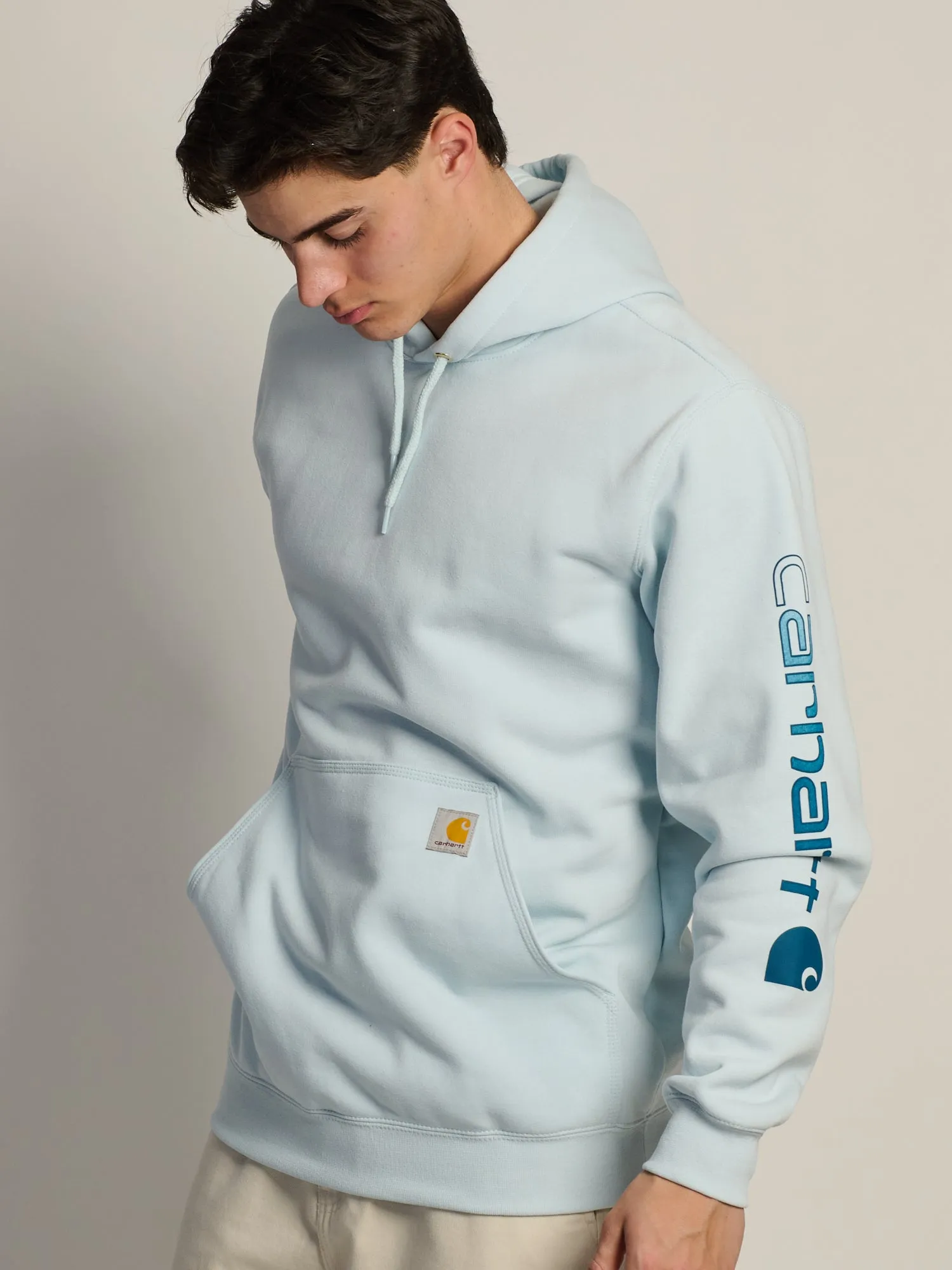 CARHARTT LOGO SLEEVE PULL OVER HOODIE - FOG sold by Boathouse product image thumbnail 3