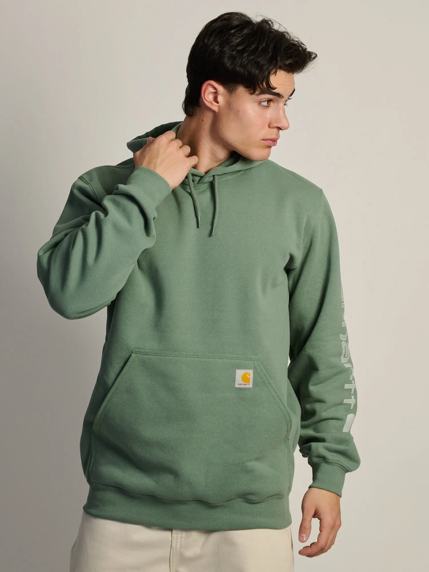 CARHARTT LOGO SLEEVE PULL OVER HOODIE - GREEN FOG sold by Boathouse product image thumbnail 3