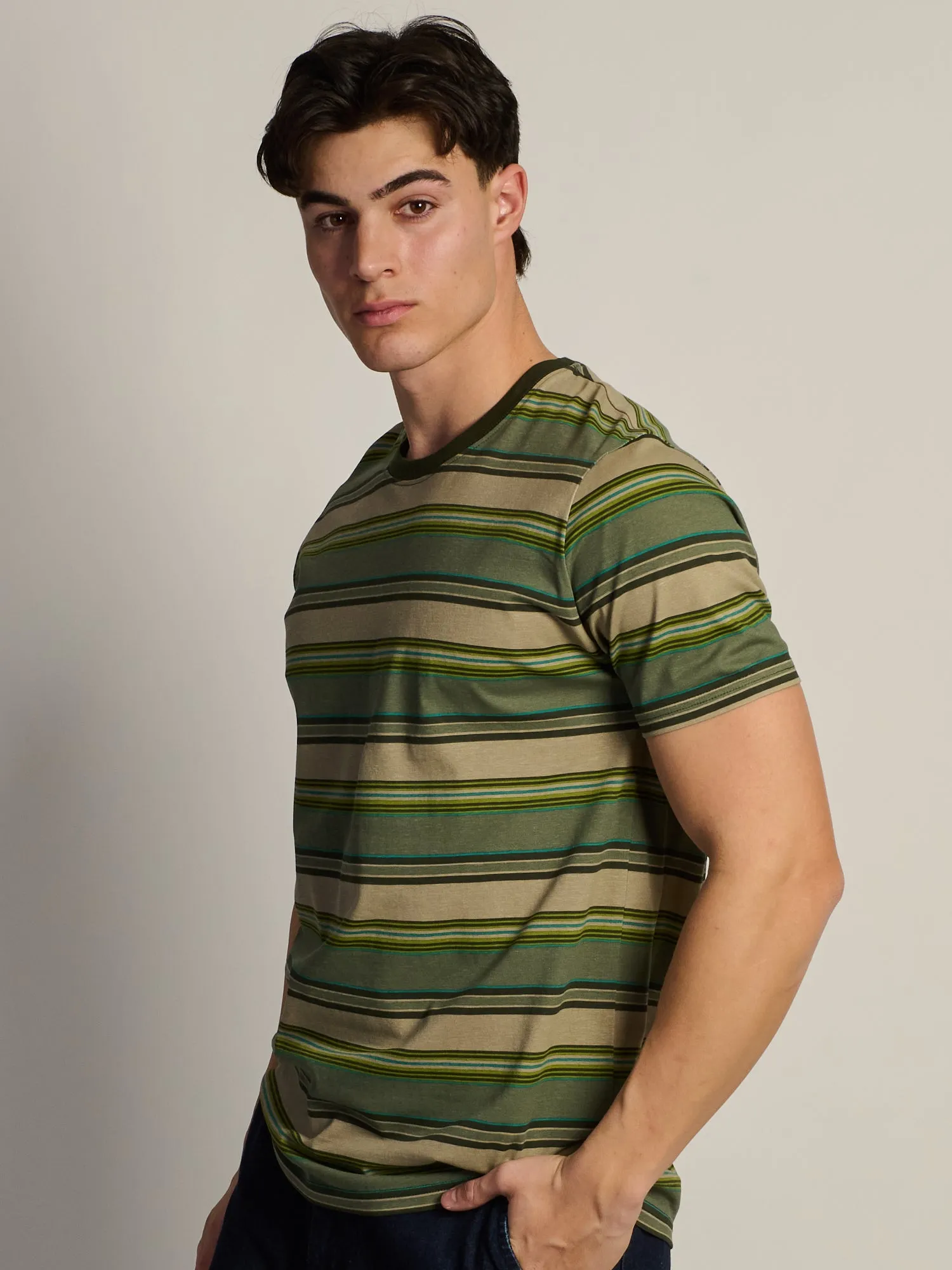 VICTOR CREWNECK TEE - GREEN STRIPE sold by Boathouse product image thumbnail 3