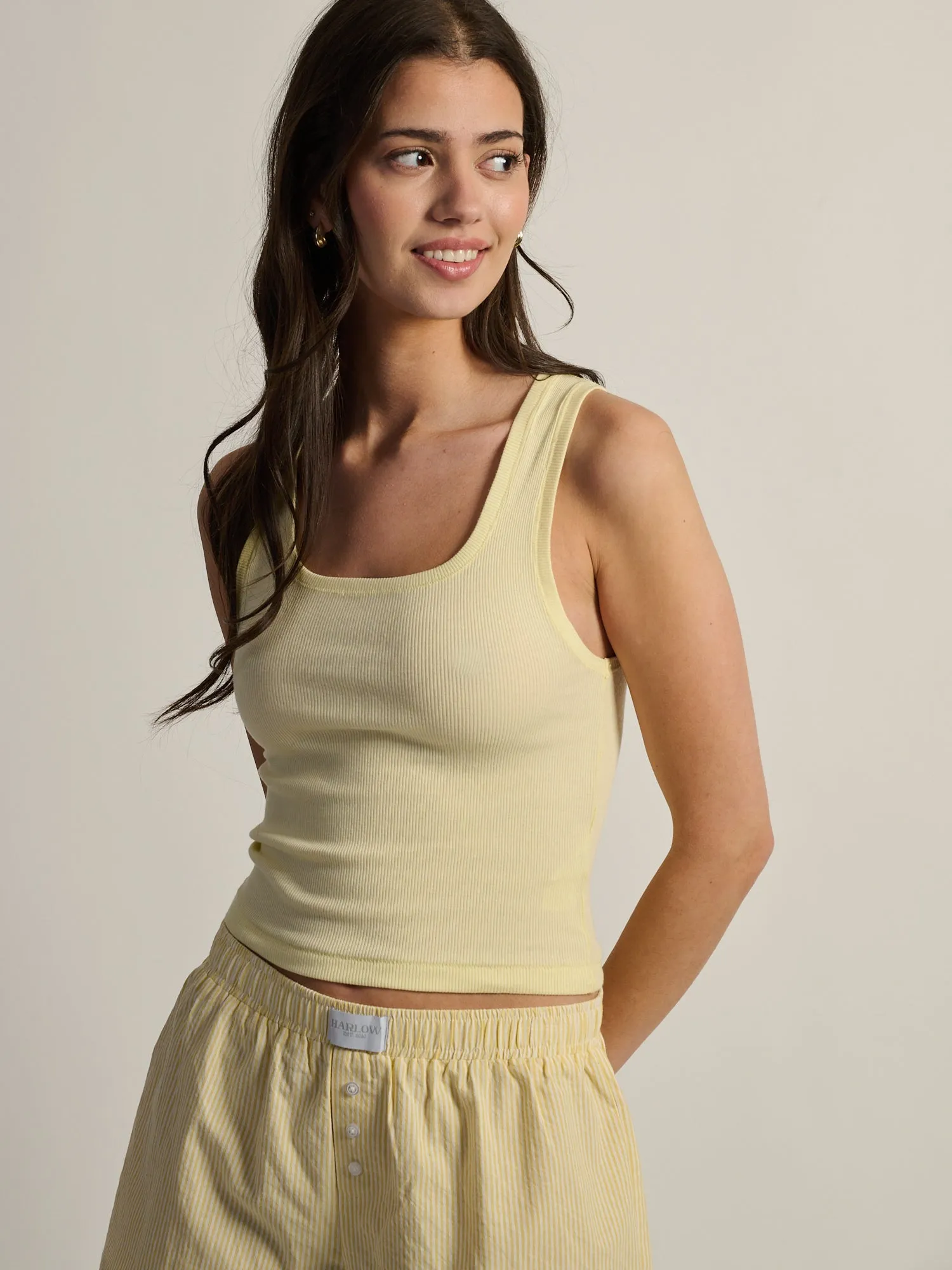 HARLOW ESSENTIAL SQUARENECK TANK - YELLOW sold by Boathouse
