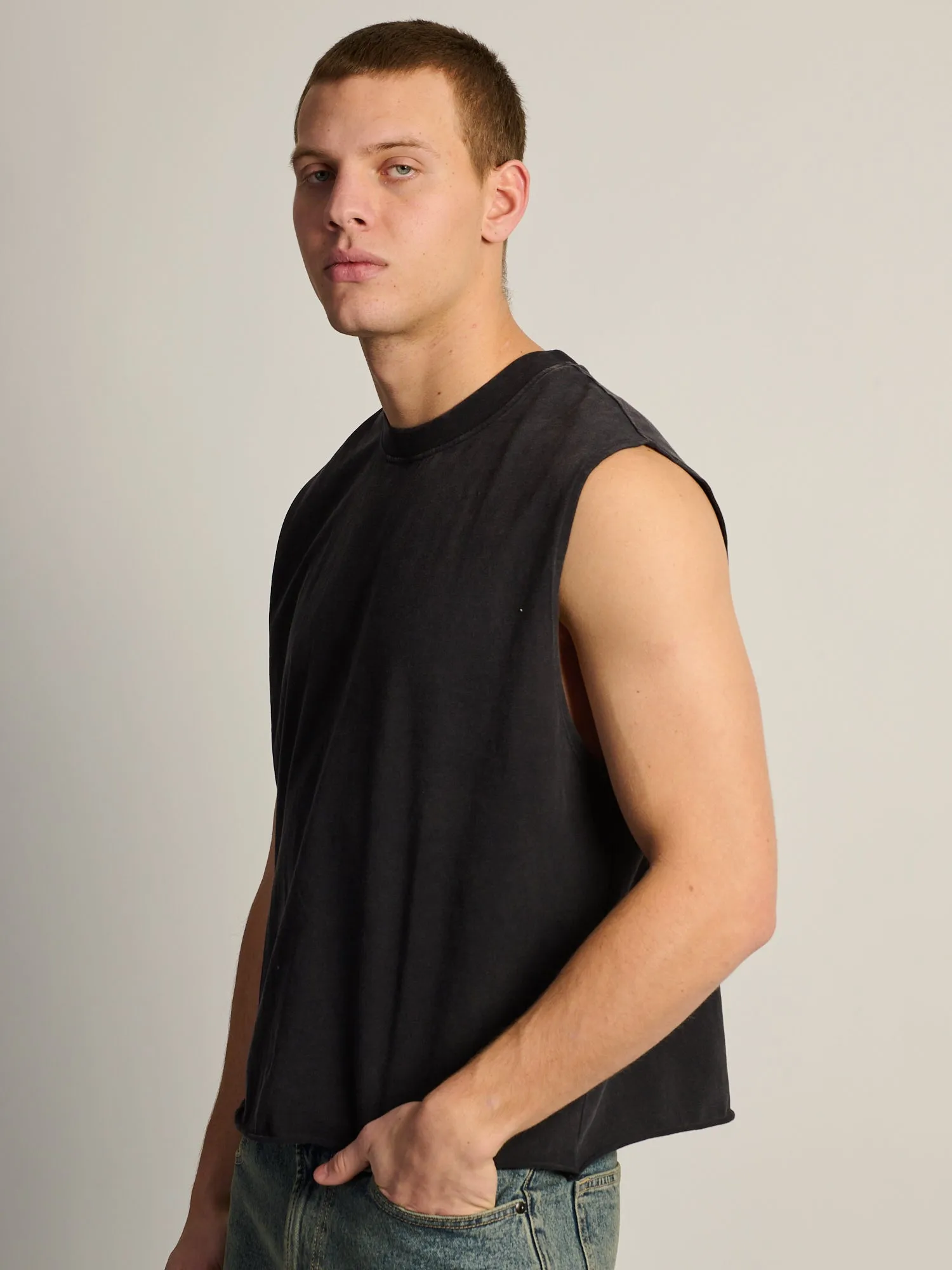 KOLBY SHORT CUT MUSCLE TANK - BLACK sold by Boathouse product image thumbnail 3