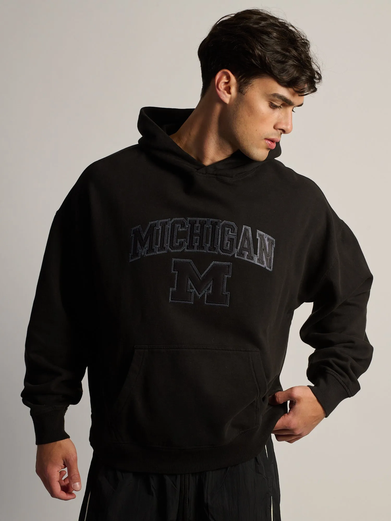 MICHIGAN TONAL PULLOVER HOODIE - NOIR sold by Boathouse