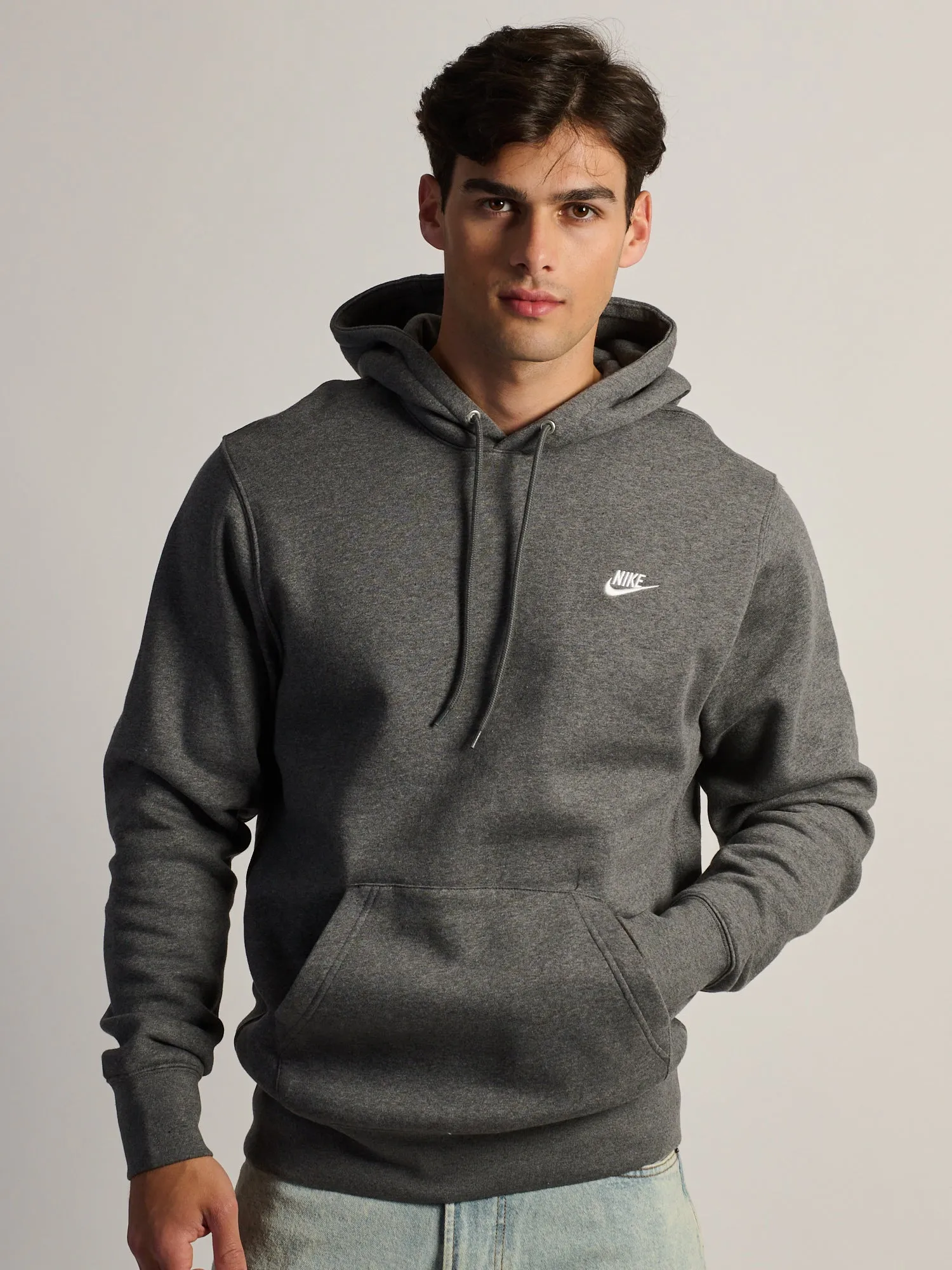 NIKE SPORTSWEAR CLUB PULL OVER HODDIE- CHARCOAL sold by Boathouse