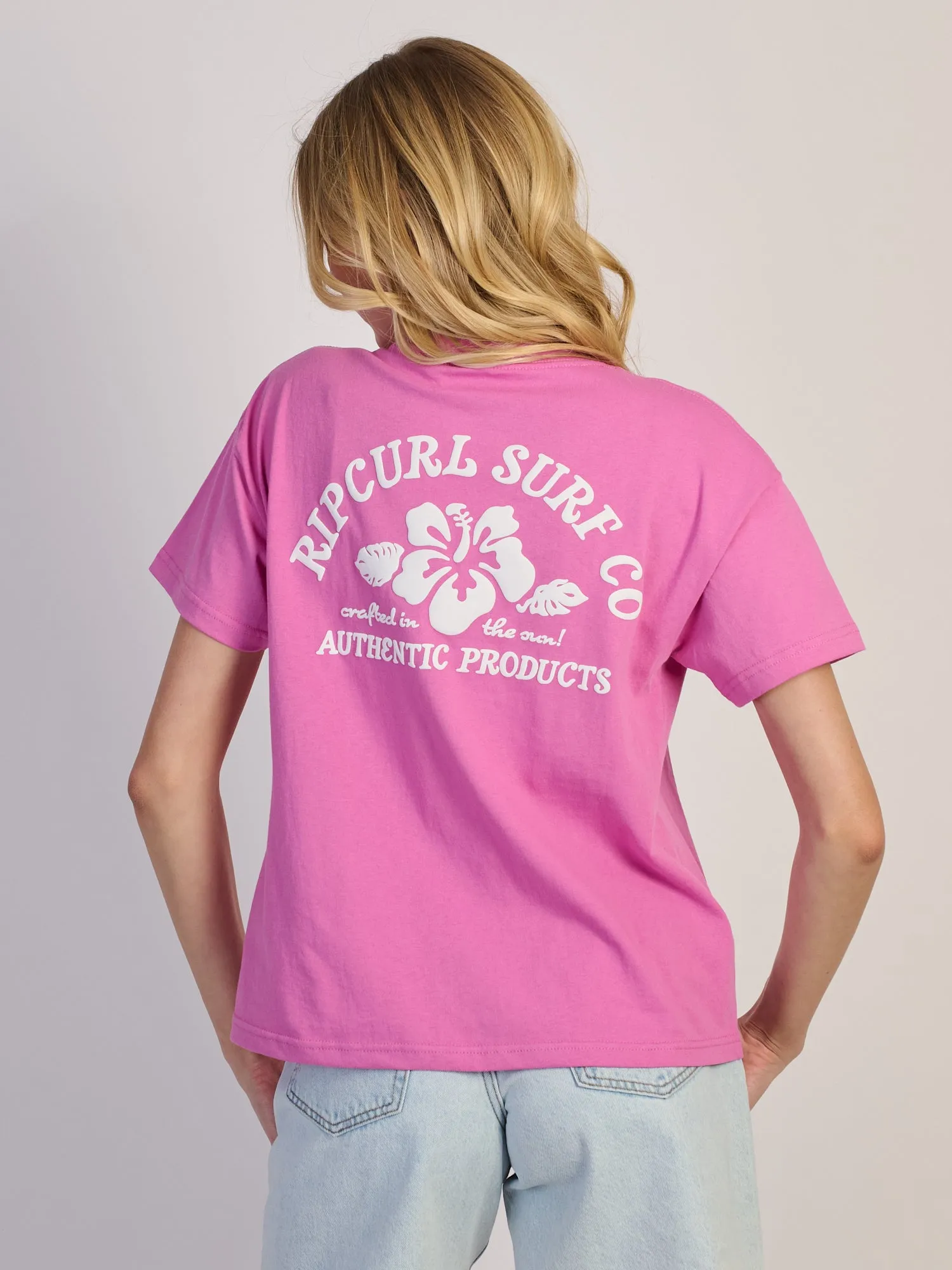 RIP CURL SURF PUFF PARTY PK RELAXED TEE - ROSE sold by Boathouse
