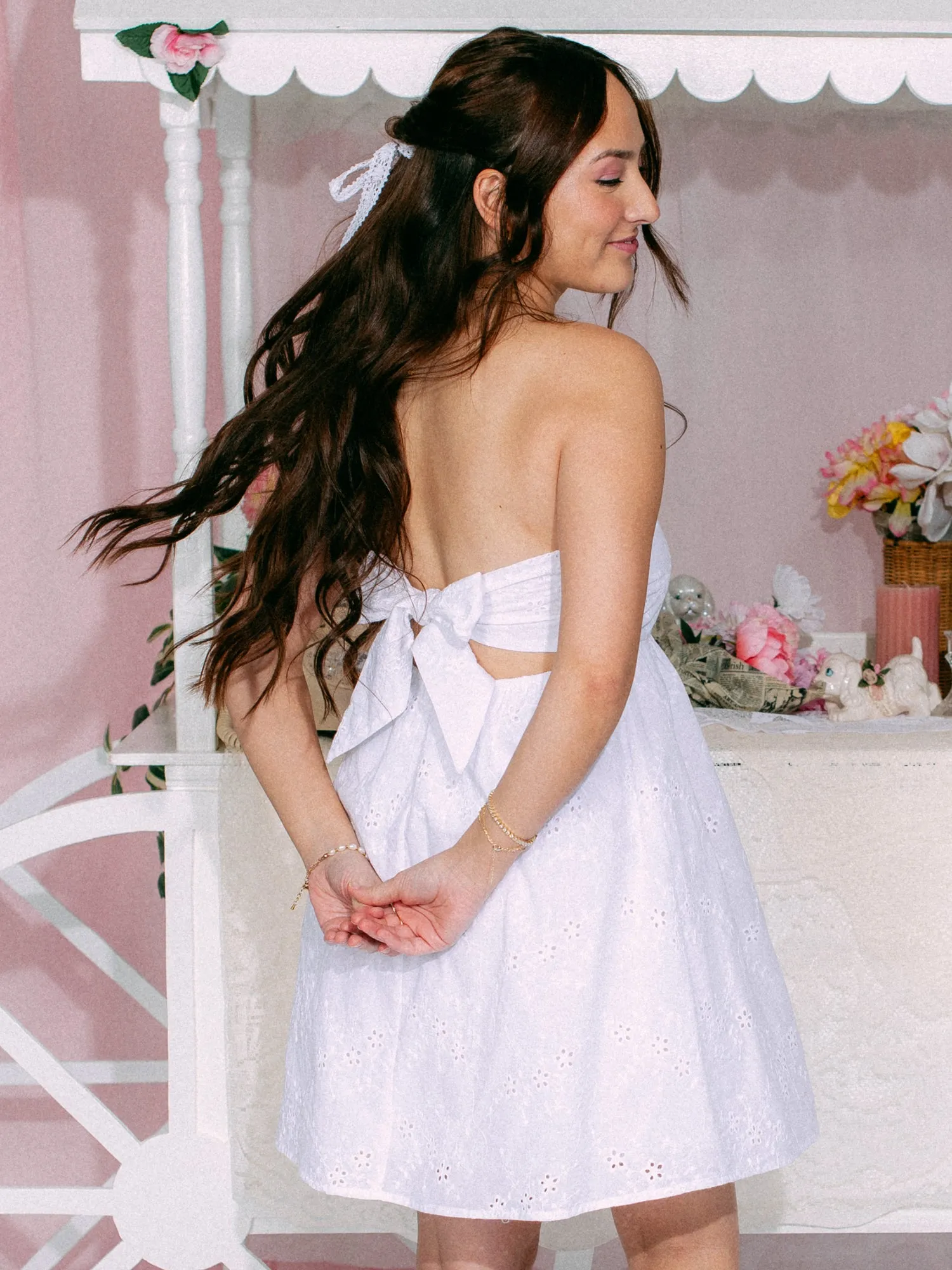 HARLOW JUNE DRESS - EYELETTE - WHITE sold by Boathouse