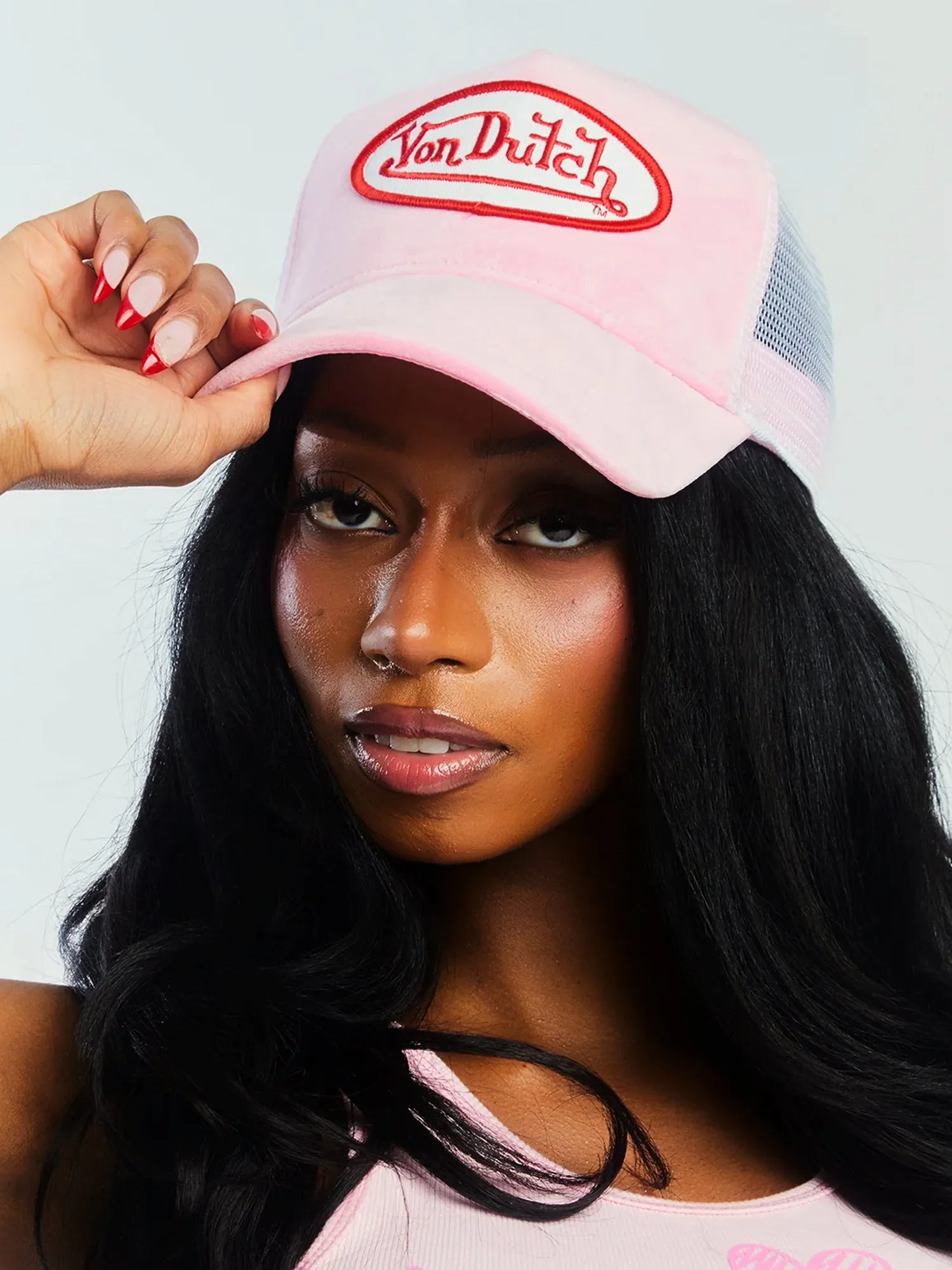 VON DUTCH VELVET TRUCKER HAT - PINK sold by Boathouse product image thumbnail 2