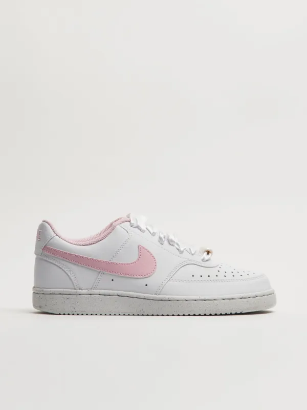 WOMENS NIKE COURT VISION LOW SNEAKER - WHITE/PINK made by Nike