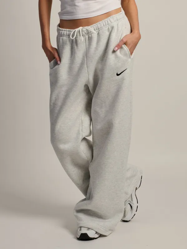 NIKE STUDIO FLEECE MID RISE WIDE LEG PANT - HEATHER GREY made by Nike