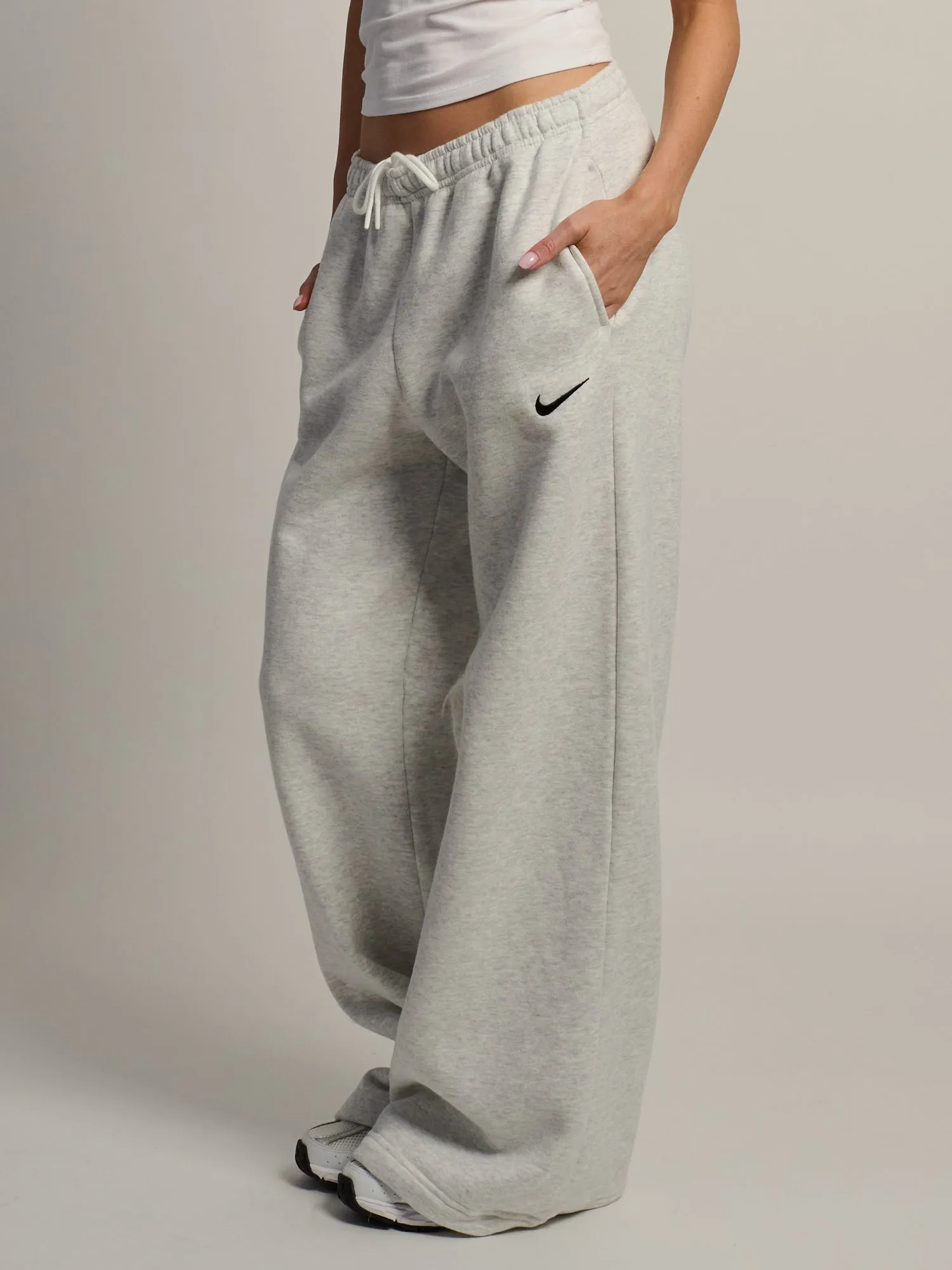 NIKE STUDIO FLEECE MID RISE WIDE LEG PANT - HEATHER GREY sold by Boathouse product image thumbnail 3