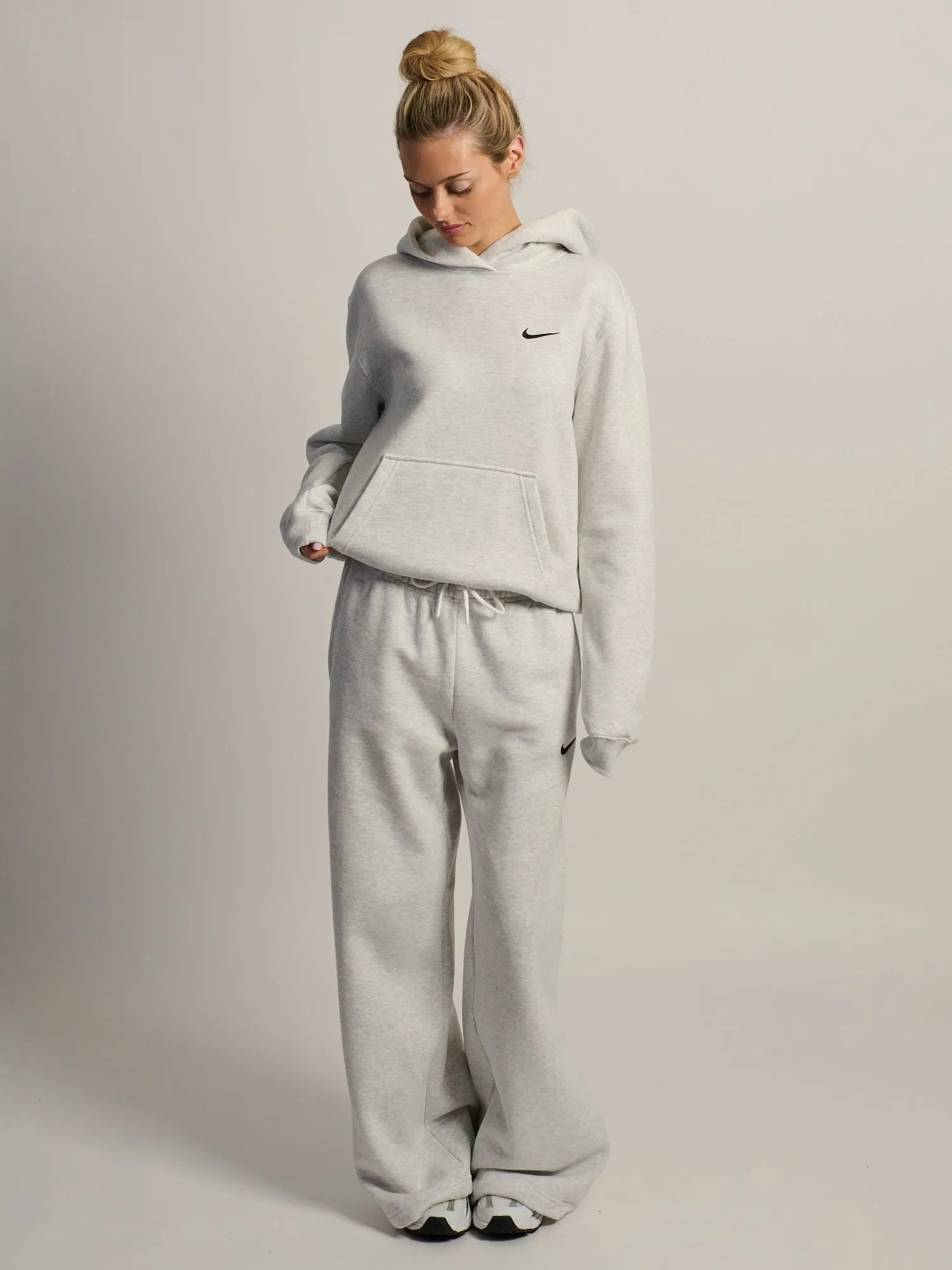 NIKE STUDIO FLEECE PULL OVER HOODIE - HEATHER GREY sold by Boathouse product image thumbnail 2