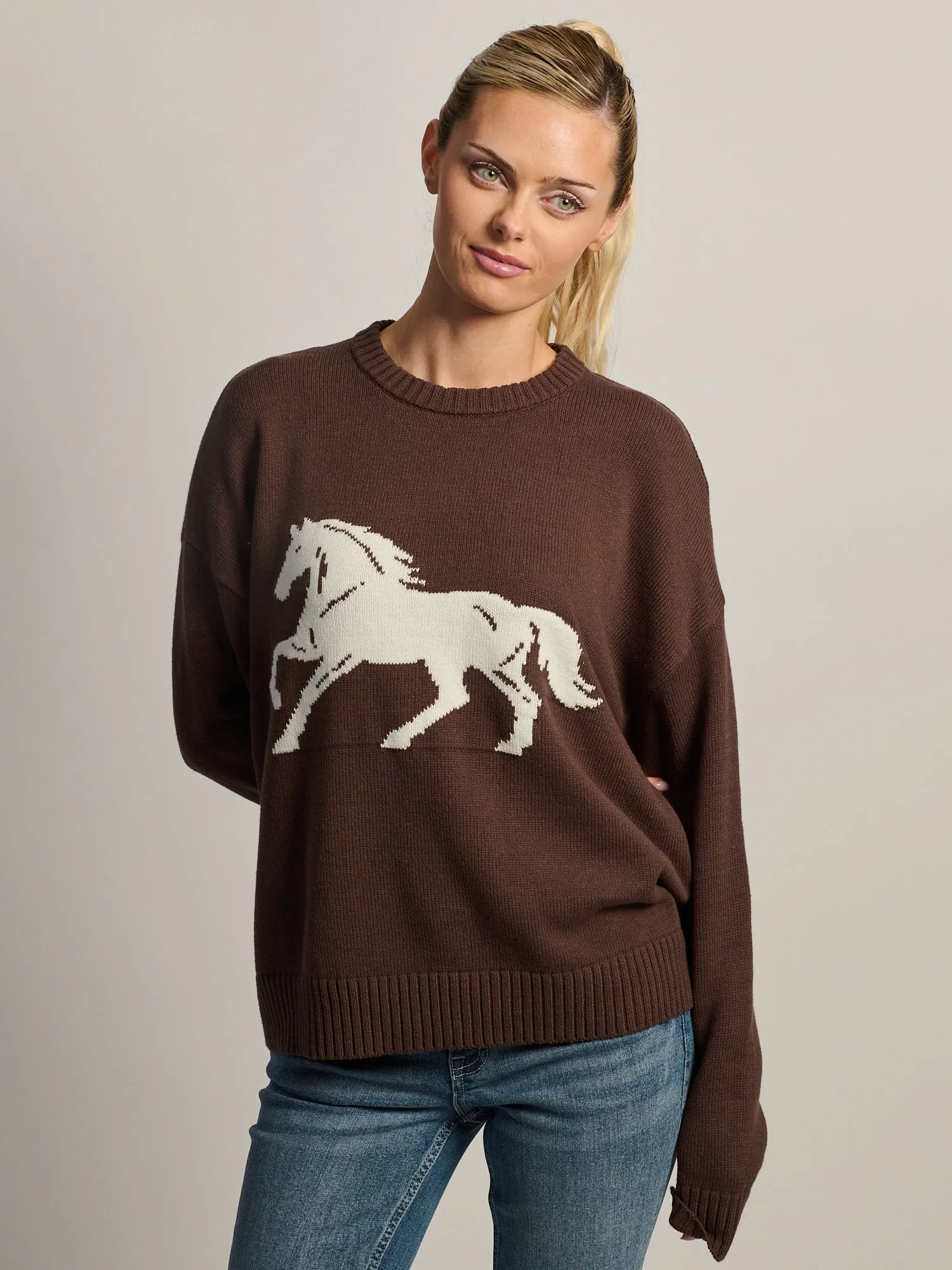 HARLOW LOGAN KNIT CRWNCK - CHOCOLAT sold by Boathouse