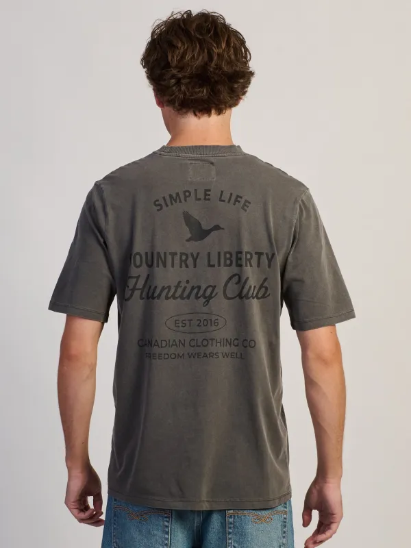 COUNTRY LIBERTY HUNTING CLUB TEE - WASHED GREY made by Boathouse