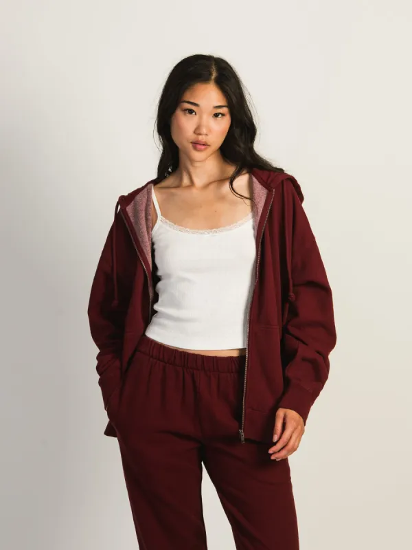 HARLOW MARIAH OVERSIZED ZIP UP - BURGUNDY sold by Boathouse