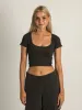 HARLOW SQUARE NECK SEAMLESS T-SHIRT - CHARCOAL sold by Boathouse