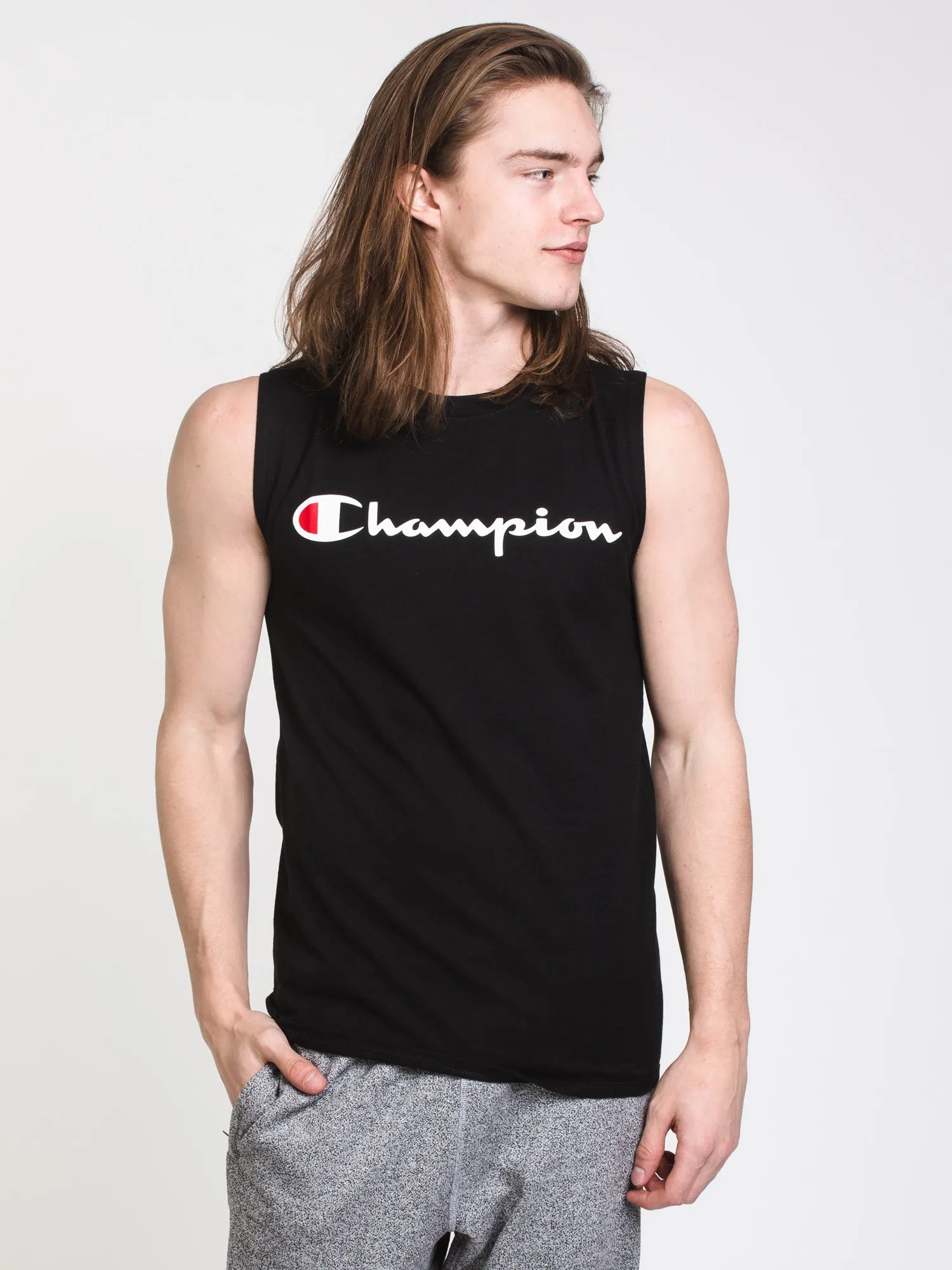 MENS SCRIPT MUSCLE TANK - BLACK - CLEARANCE sold by Boathouse