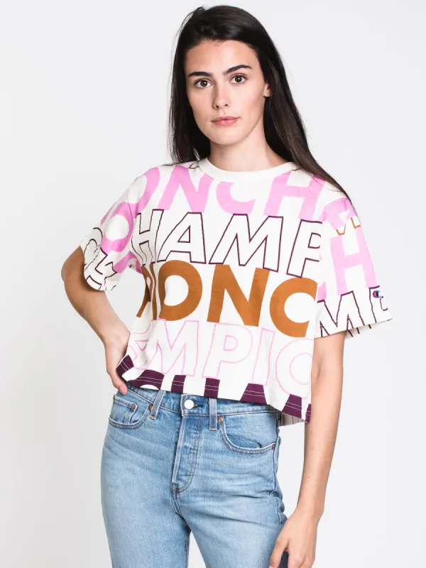 WOMENS HERITAGE BLOCK TEXT CROP TEE - CLEARANCE sold by Boathouse