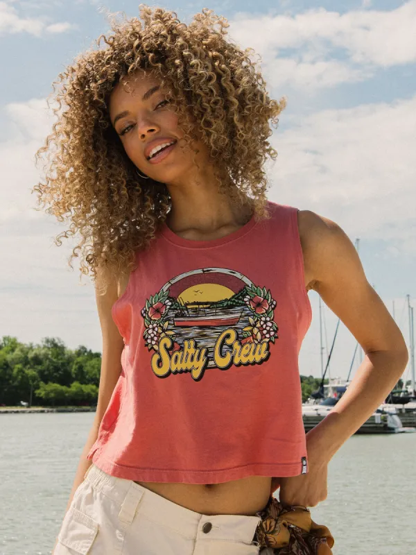 SALTY CREW ON VACATION CROPPED TANK TOP - CLEARANCE sold by Boathouse