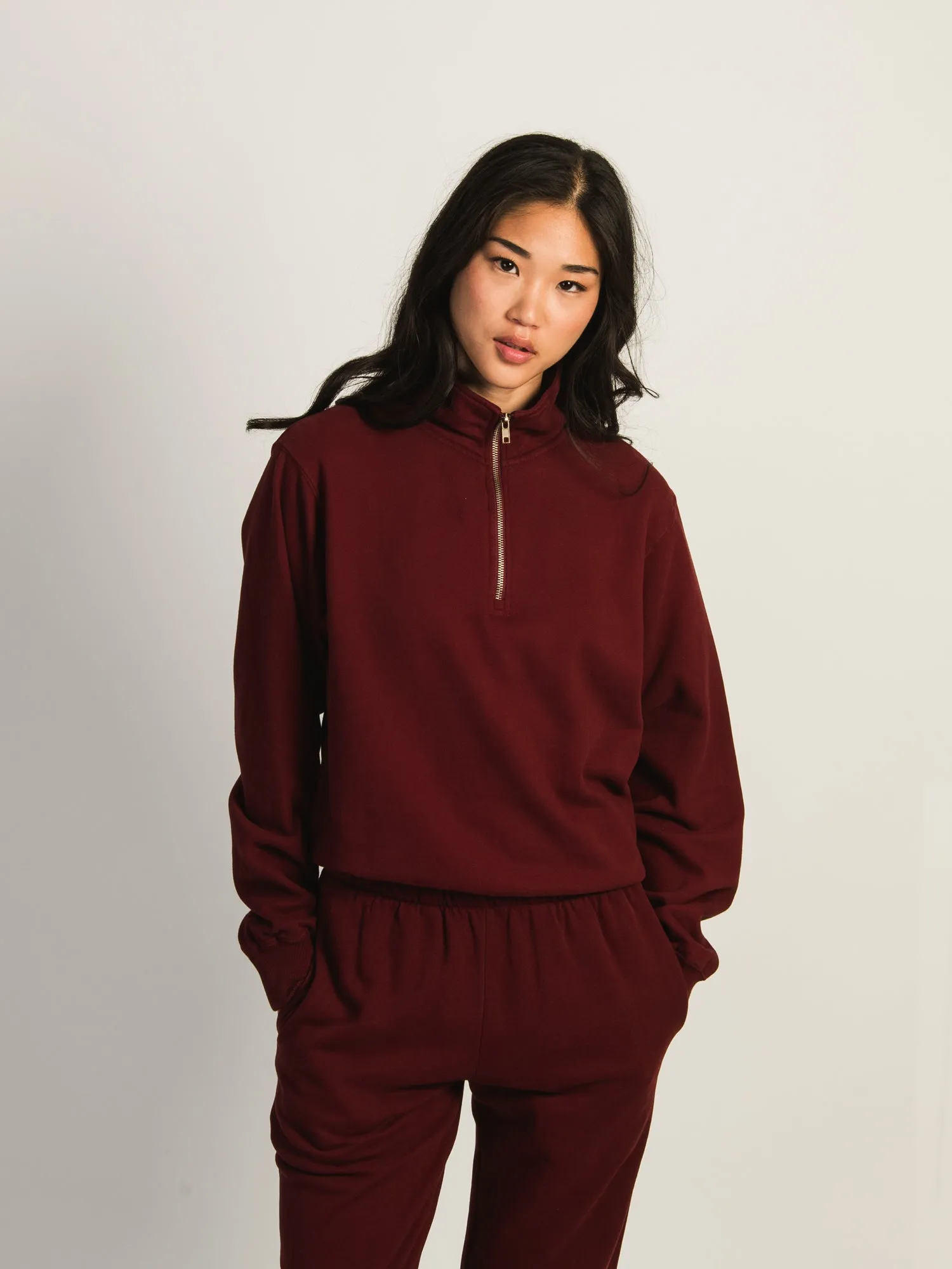 HARLOW QUINN QUARTER ZIP - BURGUNDY sold by Boathouse