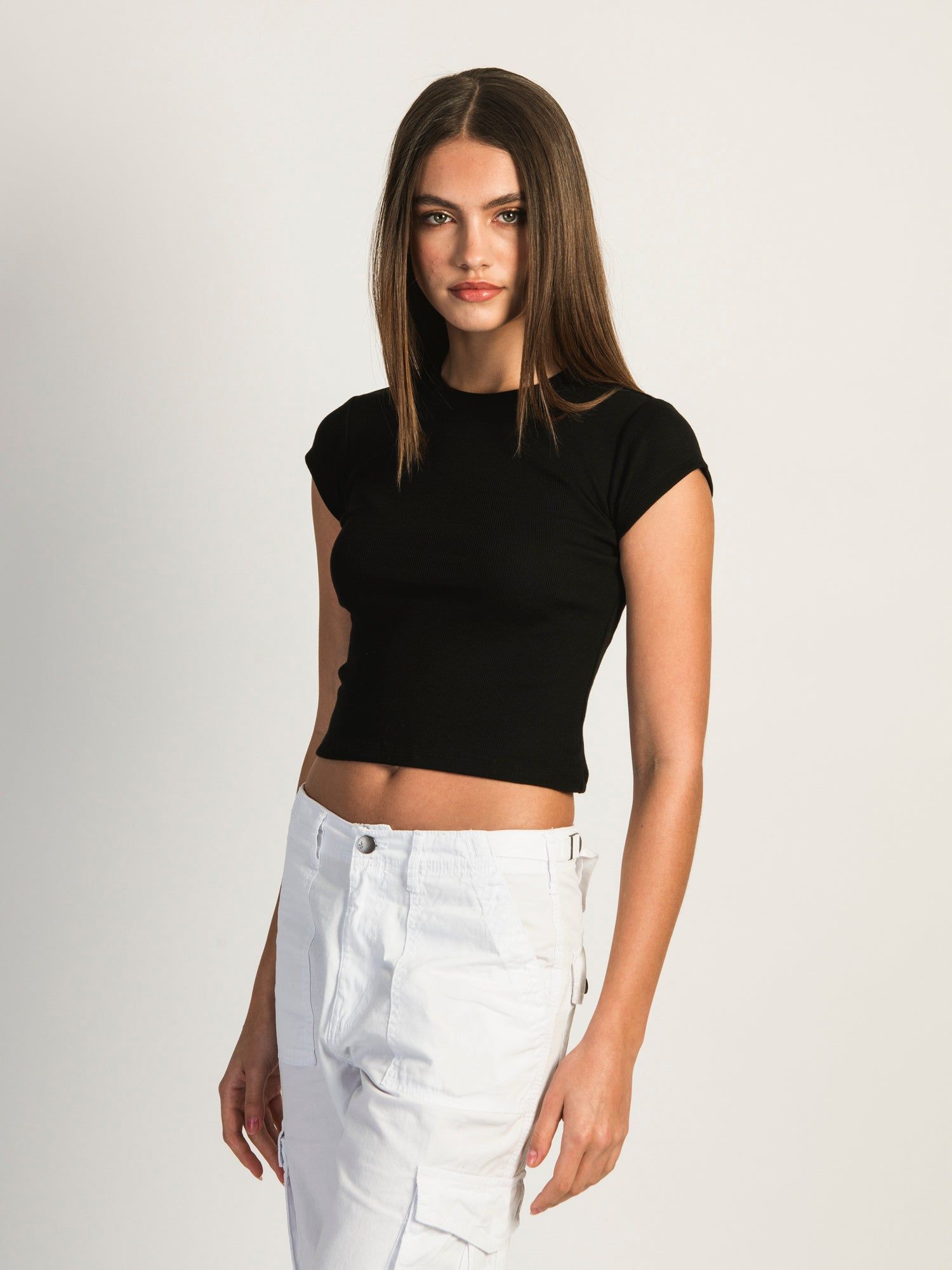 HARLOW RIBBED BABY TEE - BLACK - CLEARANCE sold by Boathouse product image thumbnail 2