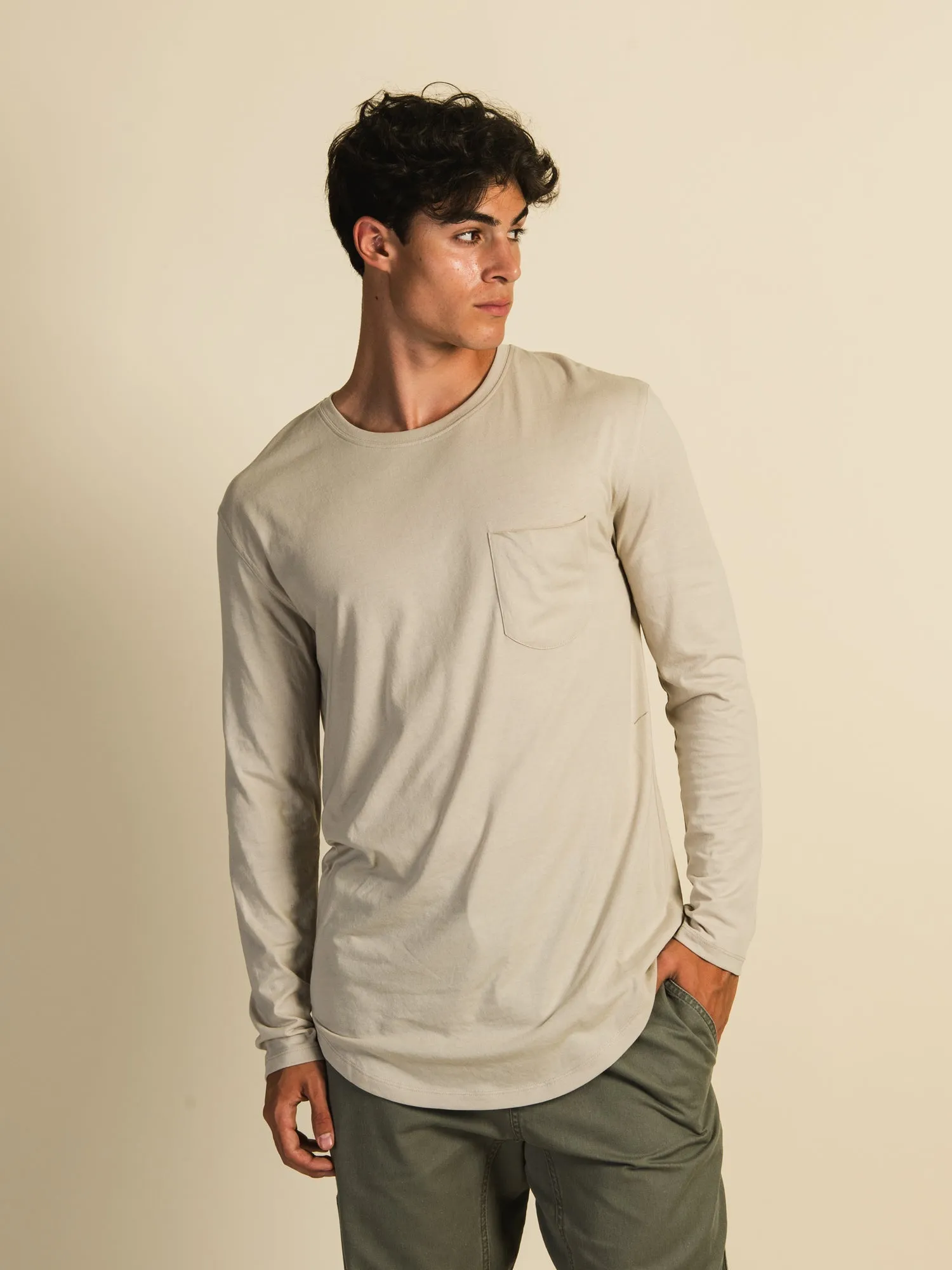 LONGLINE LONG SLEEVE TEE - STONE sold by Boathouse